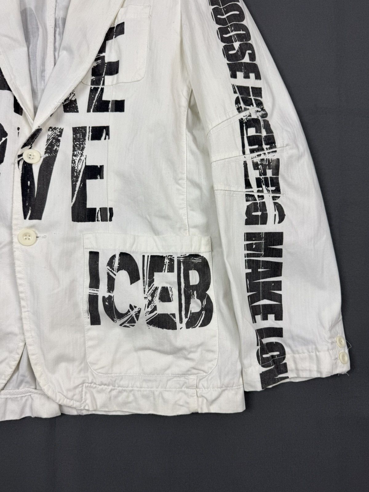 Iceberg Iceberg “Choose Iceberg Make Love” White Blazer Jacket Size US M / EU 48-50 / 2 - 7 Thumbnail