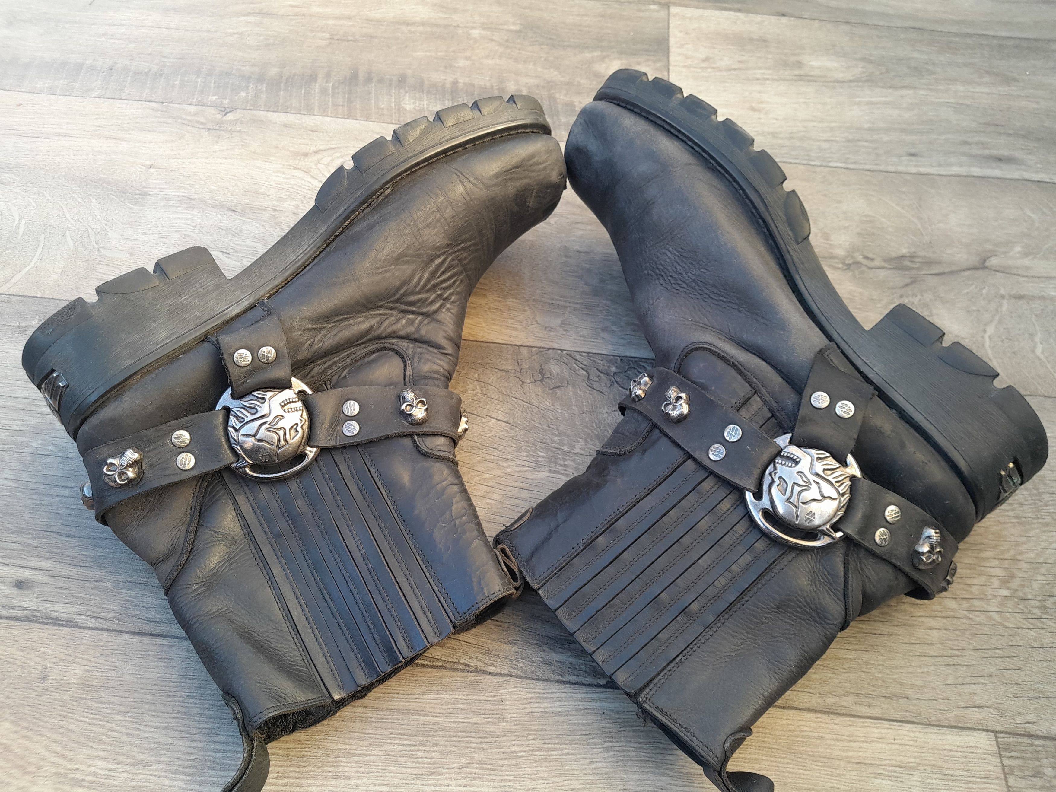 New Rock New Rock M.7621-S1 black leather motorcycle ankle boots Size US 10 / EU 43 - 5 Thumbnail