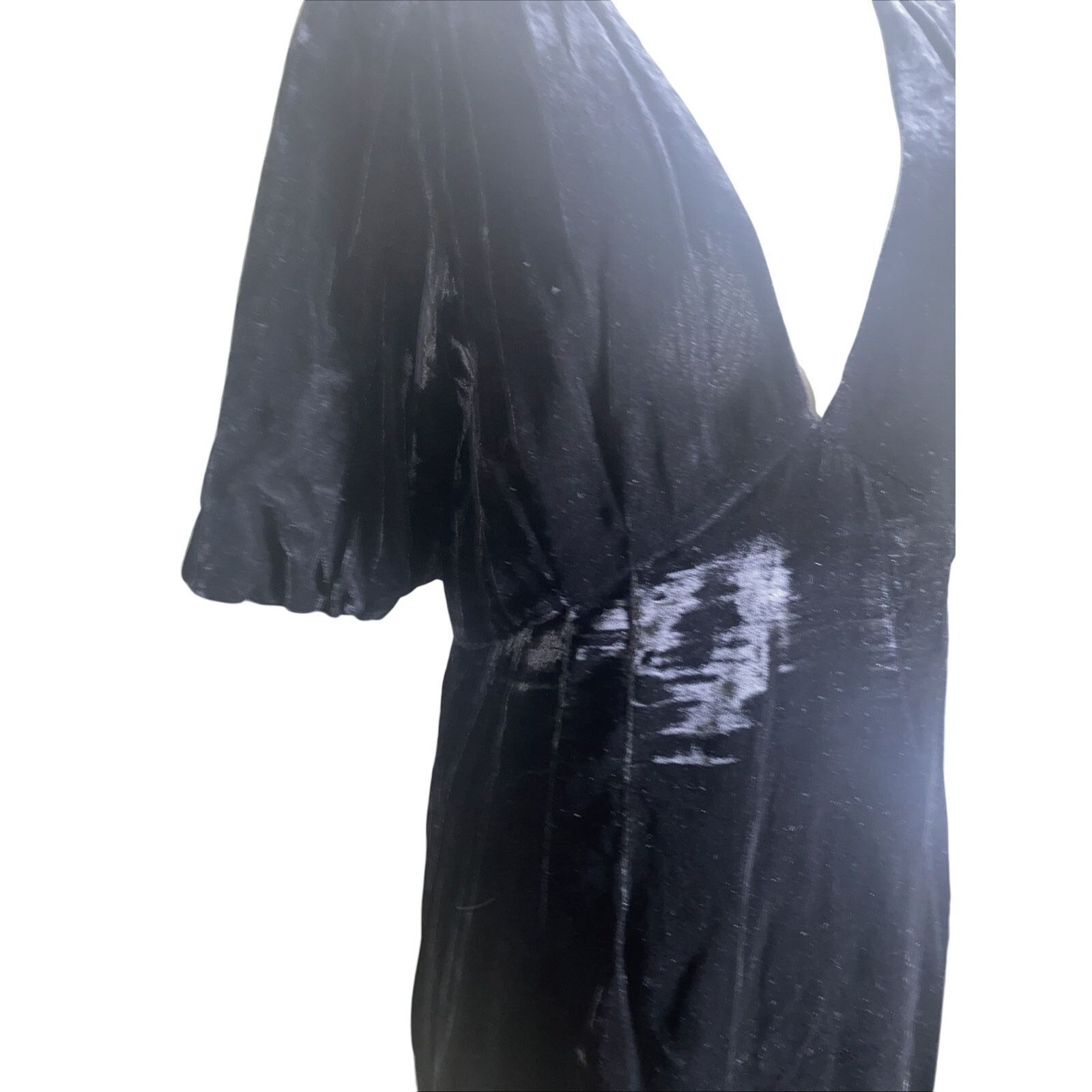 RHODE RHODE Black Velvet W/ Ruffle Hem MAXI DRESS Size 12 Lined Size XL / US 12-14 / IT 48-50 - 5 Thumbnail