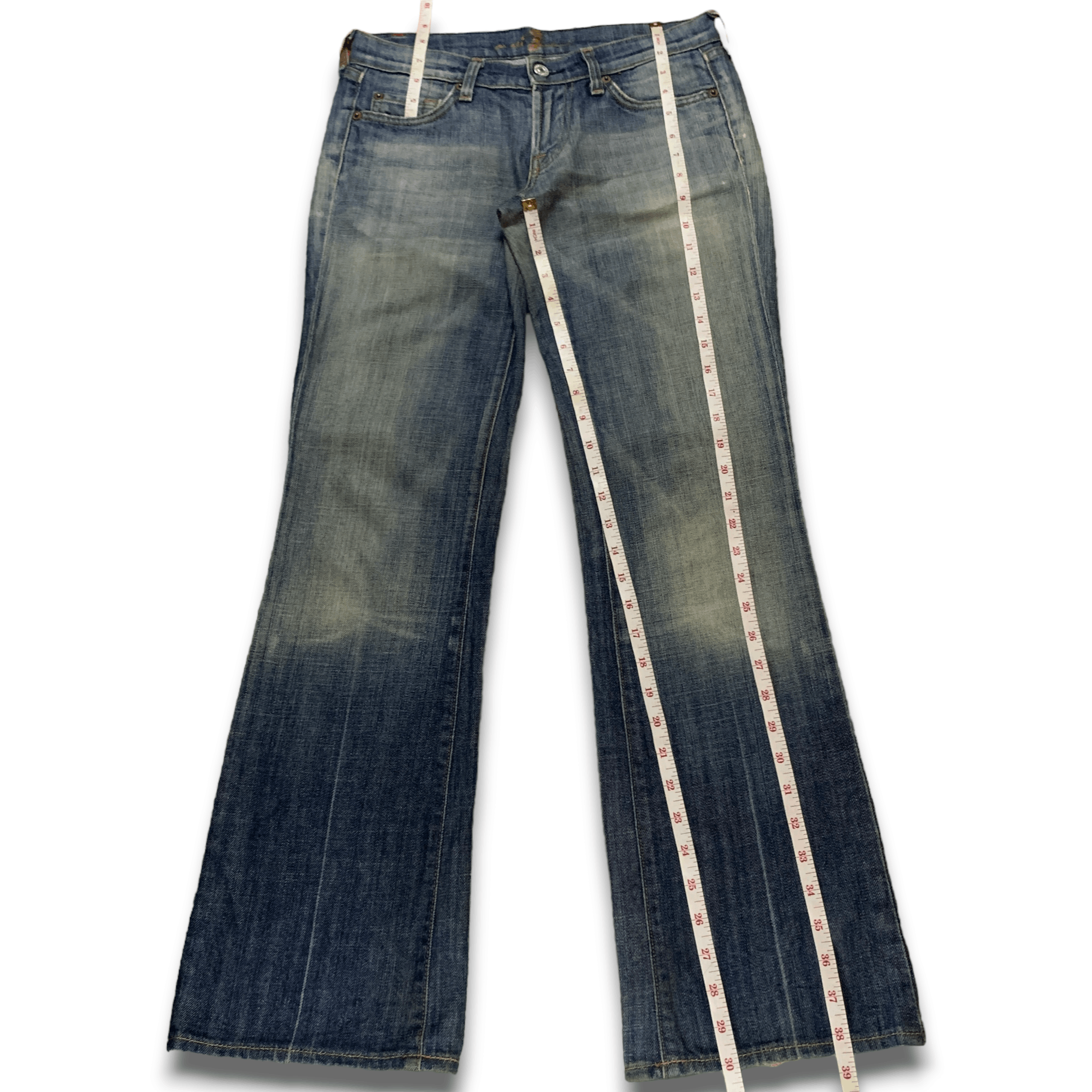 7 For All Mankind Vintage USA 7 For All Mankind Mud Wash Flare Denim Jeans Size 30" / US 8 / IT 44 - 8 Thumbnail