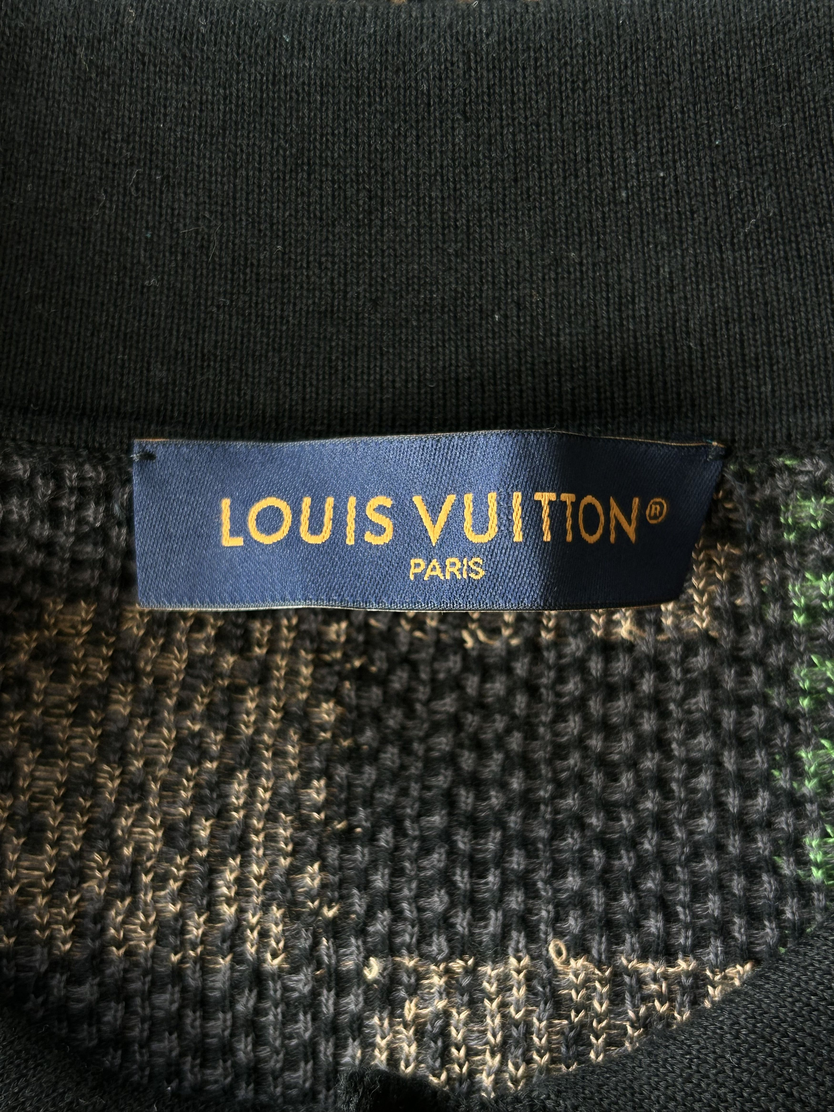 Louis Vuitton Louis Vuitton Black & Multicolor Damier Knit Button Up Shirt Size US XXL / EU 58 / 5 - 3 Thumbnail