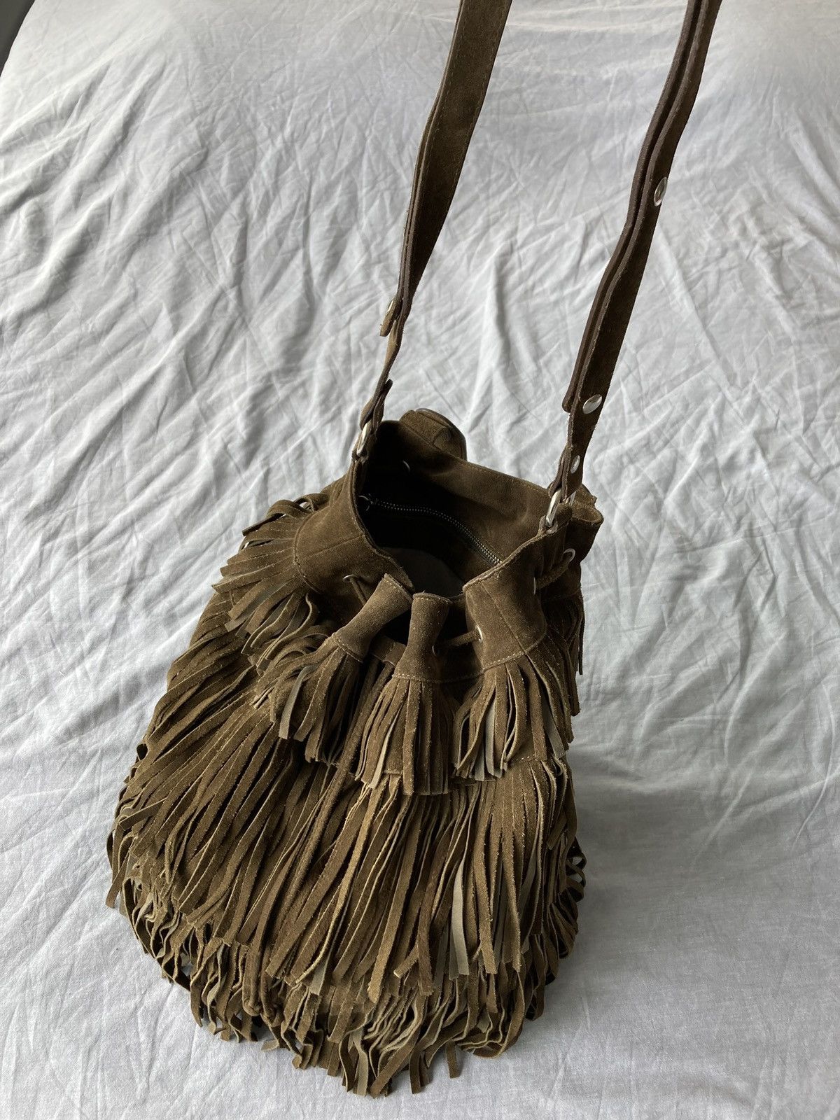 Gerard Darel Soft Brown Suede Shoulder Bag with Fringes by Gerard Darel Size ONE SIZE - 3 Thumbnail