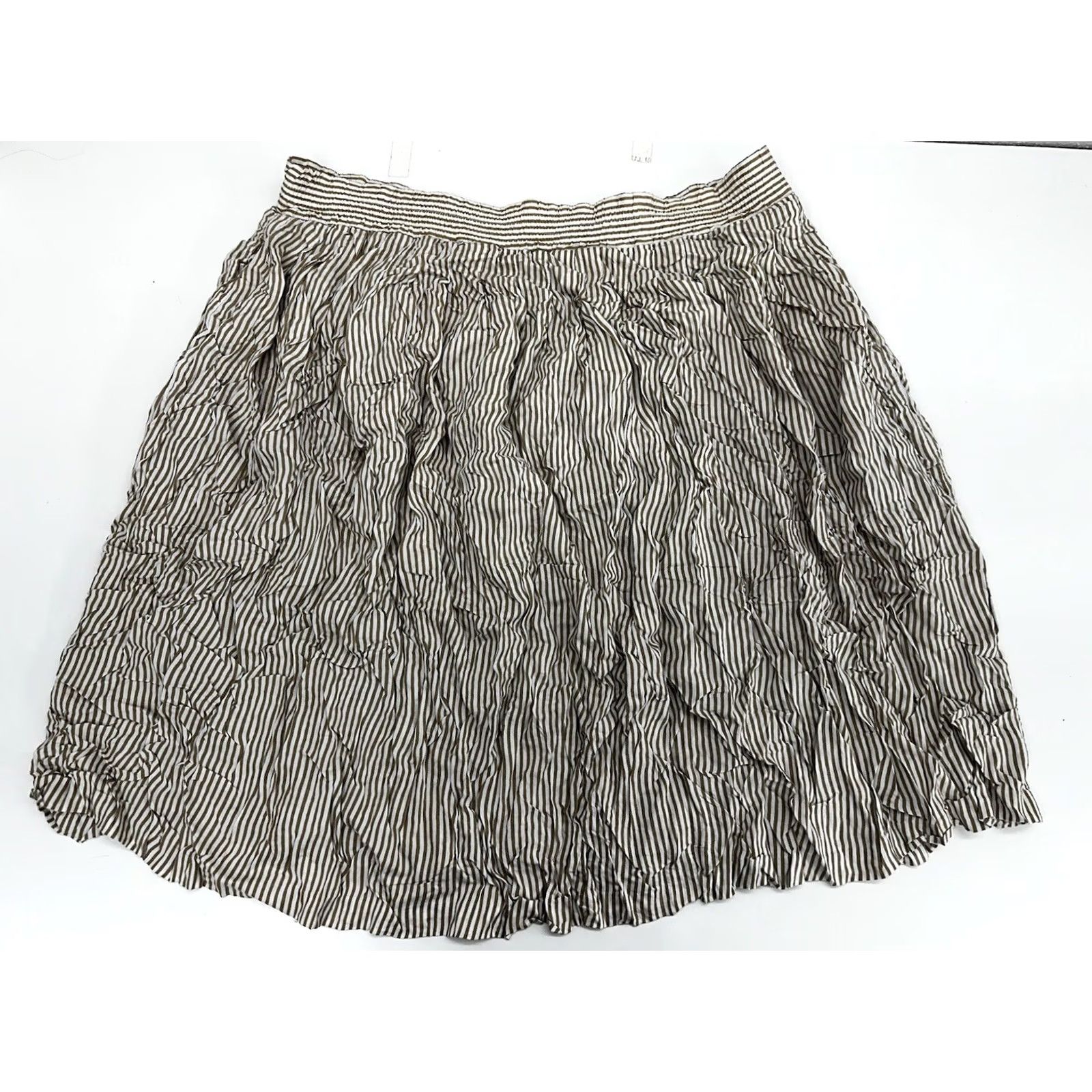 Vintage Maggie Lawrence Collection Womens Skirt Size 18-20 Tan White Stripe Skirt Casual Bohemian 20s? Size 40" / US 18 - 6 Thumbnail