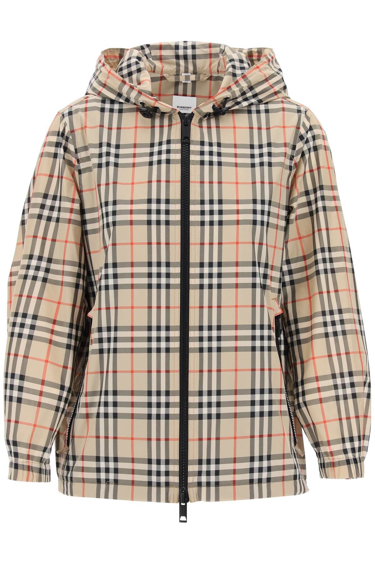 image of Burberry Everton Tartan Windbreaker Jacket in Archive Beige Ip Chk, Women's (Size Medium)
