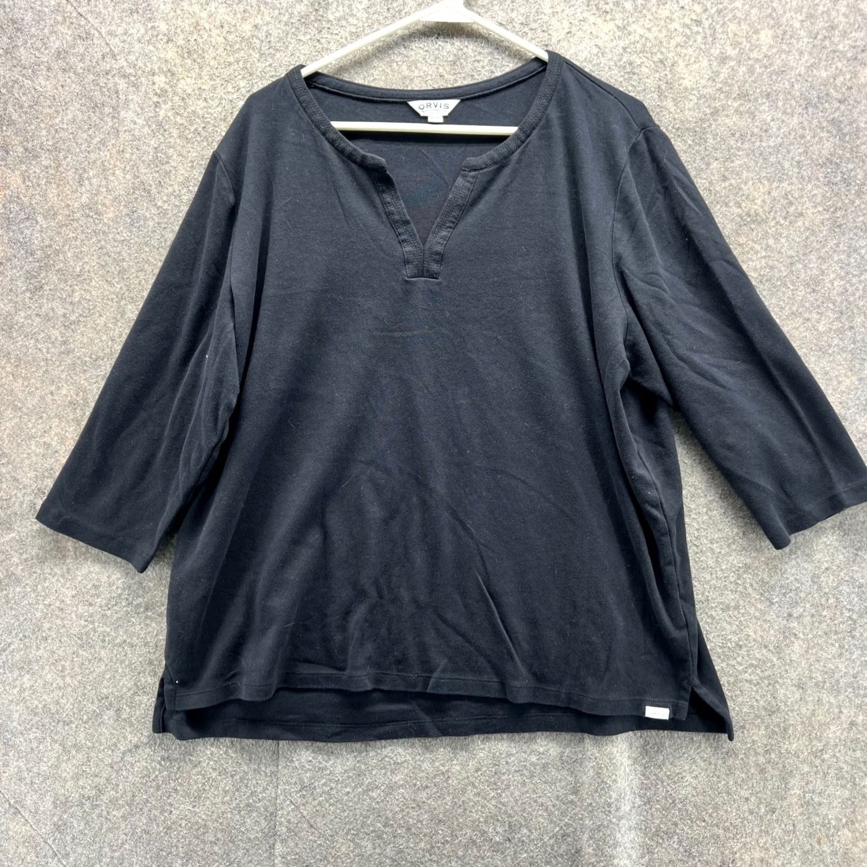 Orvis VINTAGE ORVIS Shirt Women's 2XL Black 3/4 Sleeve Casual Cotton Pullover Tee Flair N/A Size XXL / US 16-18 / IT 52-54 - 2 Thumbnail
