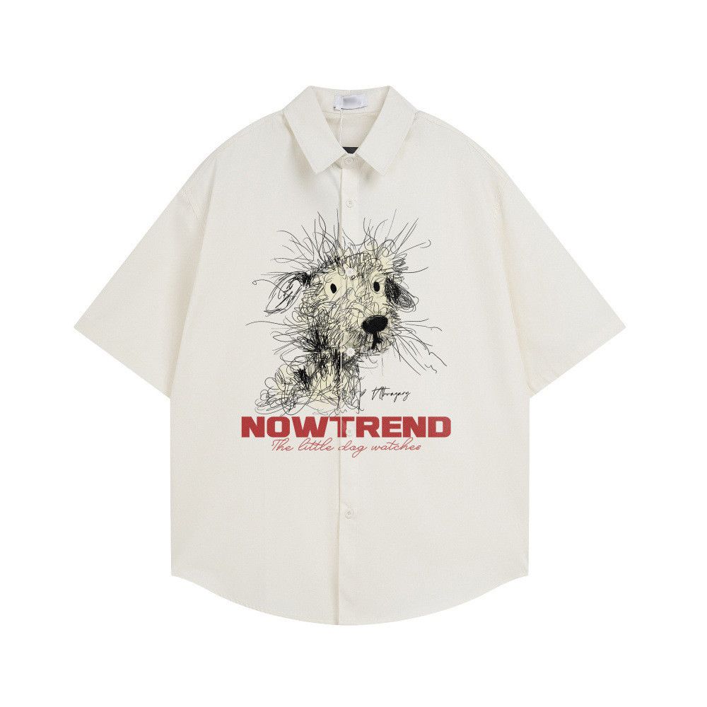 Japanese Brand Fun cartoon puppy print short-sleeved shirt, loose fit Size US M / EU 48-50 / 2 - 1 Thumbnail