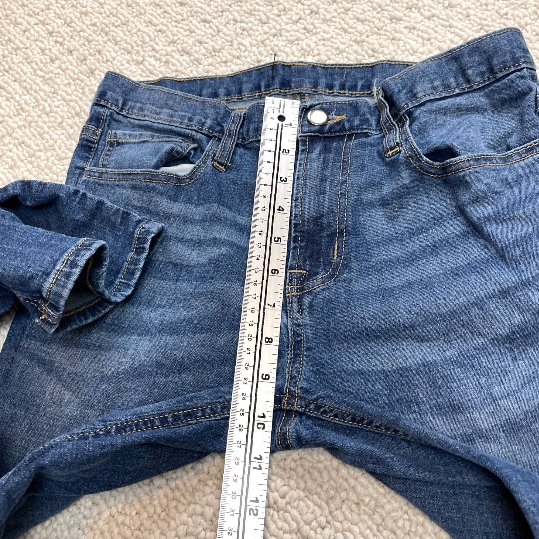 Denime Unbranded Jeans Ladies 30x28 Blue Denim Dark Wash Straight Mid Rise Solid Pants Size 34" / US 12 / IT 48 - 4 Thumbnail