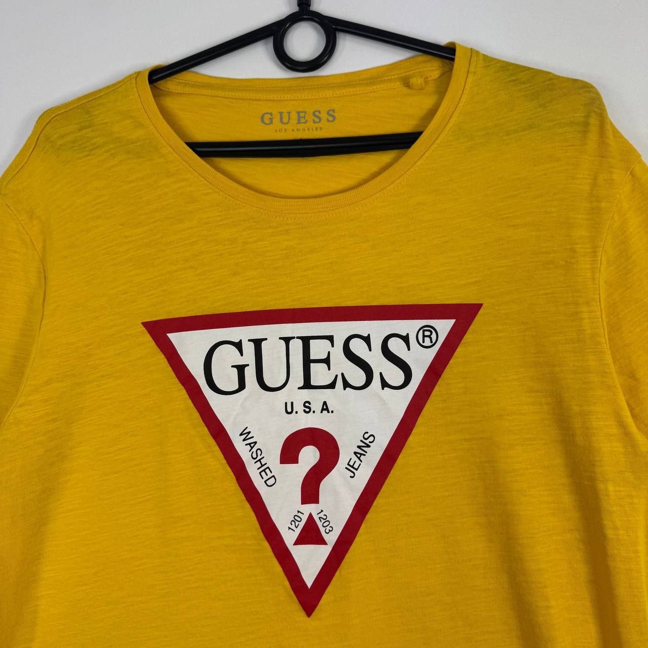 Guess Guess Triangle Logo Yellow T-Shirt Womens Size L Size L / US 10 / IT 46 - 2 Thumbnail