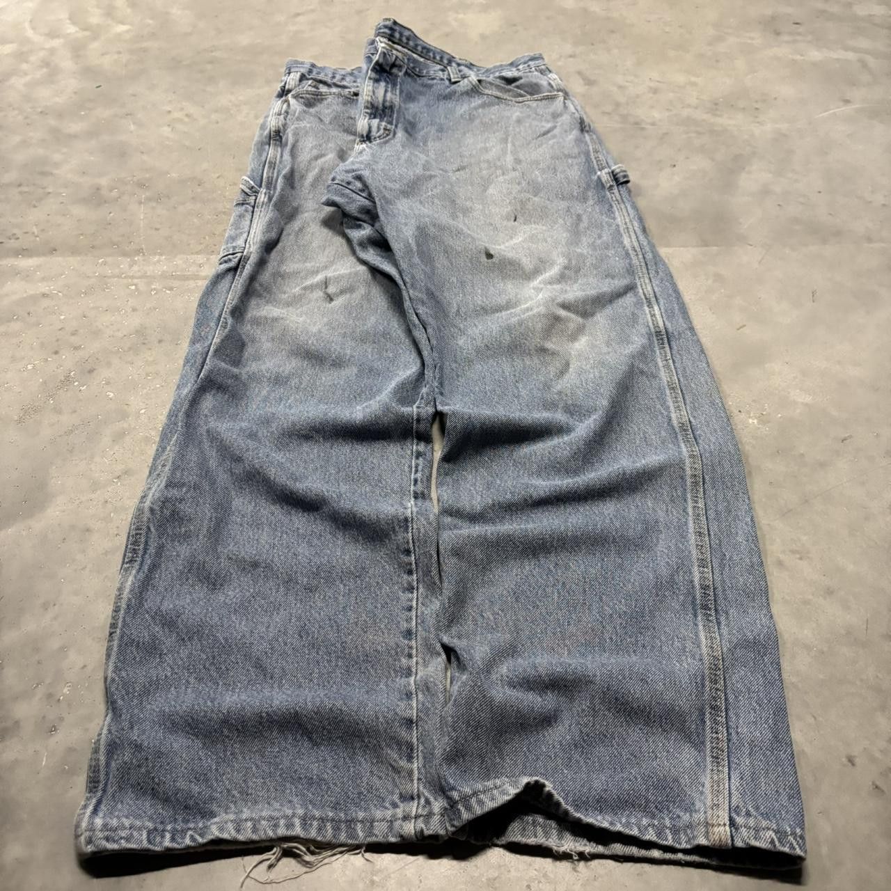 Japanese Brand × Vintage Crazy Vintage Y2K/2000s Baggy Faded Light Wash Skater Style Carpenter Denim Jeans! Size US 40 / EU 56 - 3 Thumbnail
