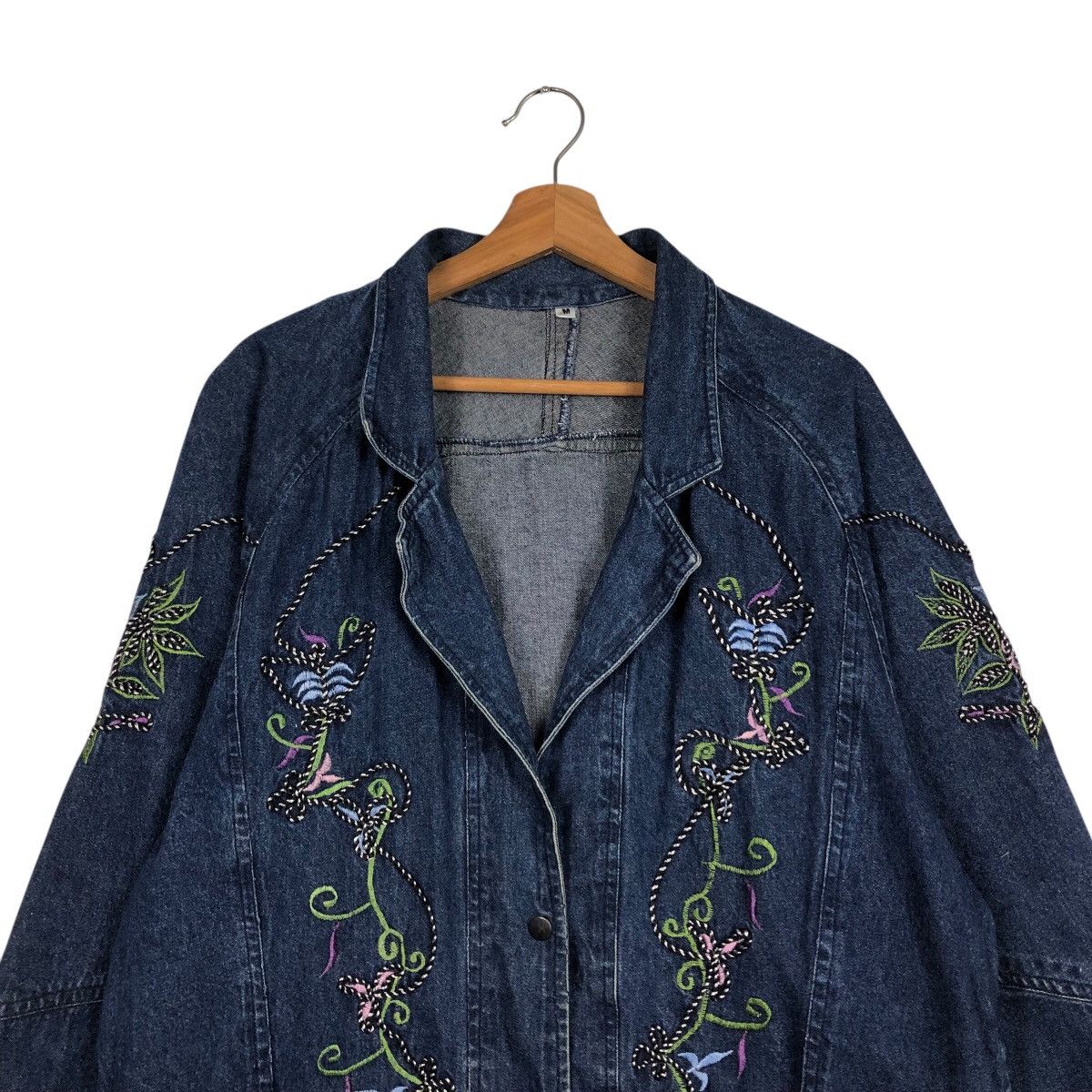 Japanese Brand 📌Vintage Denim Jacket Unbranded Floral Embroidered Big Logo Size US M / EU 48-50 / 2 - 4 Thumbnail