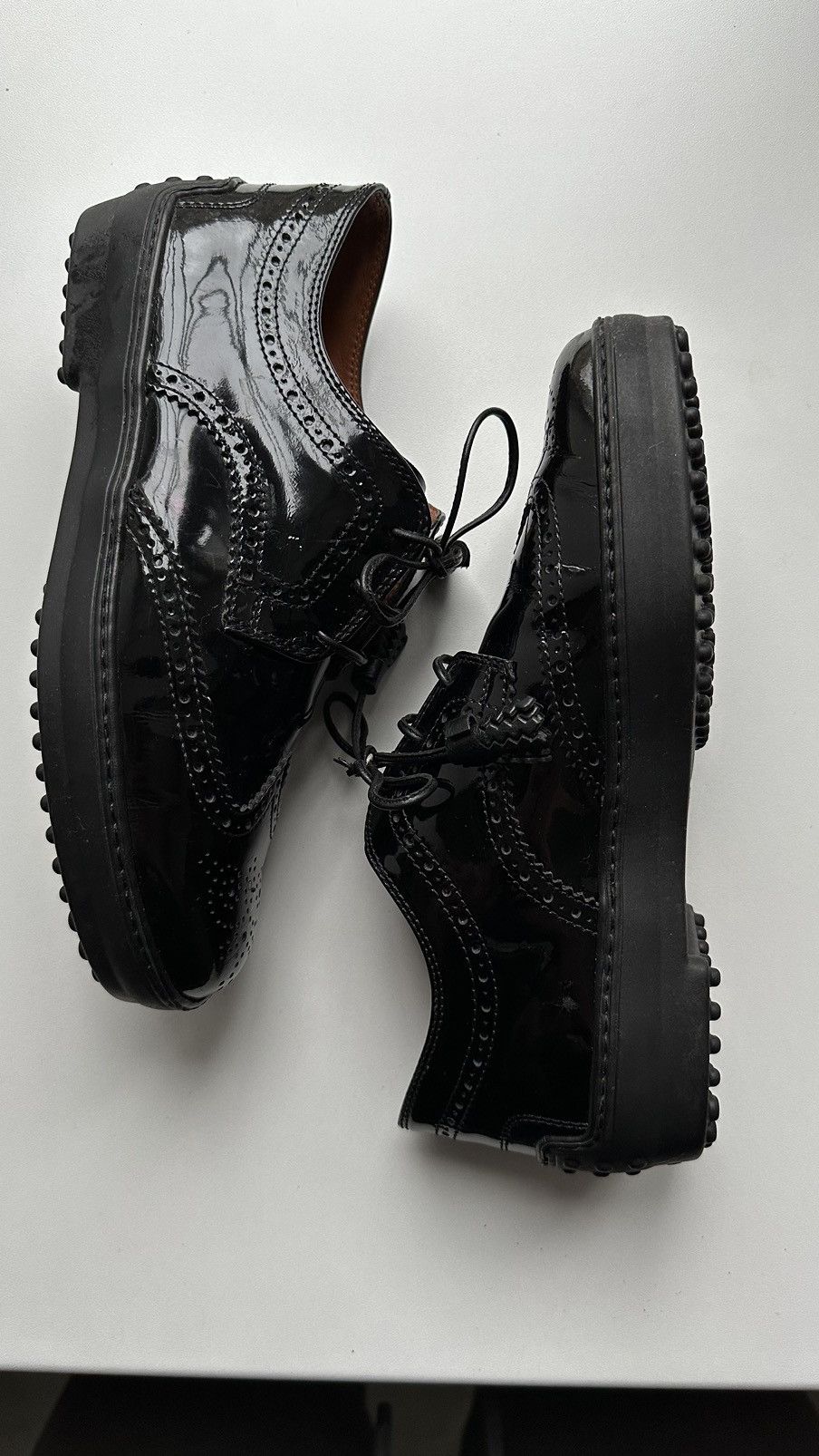 Tod's Tods Women Patent Leather Black Brogue Made In Italy Size 37 Size US 7 / IT 37 - 3 Thumbnail