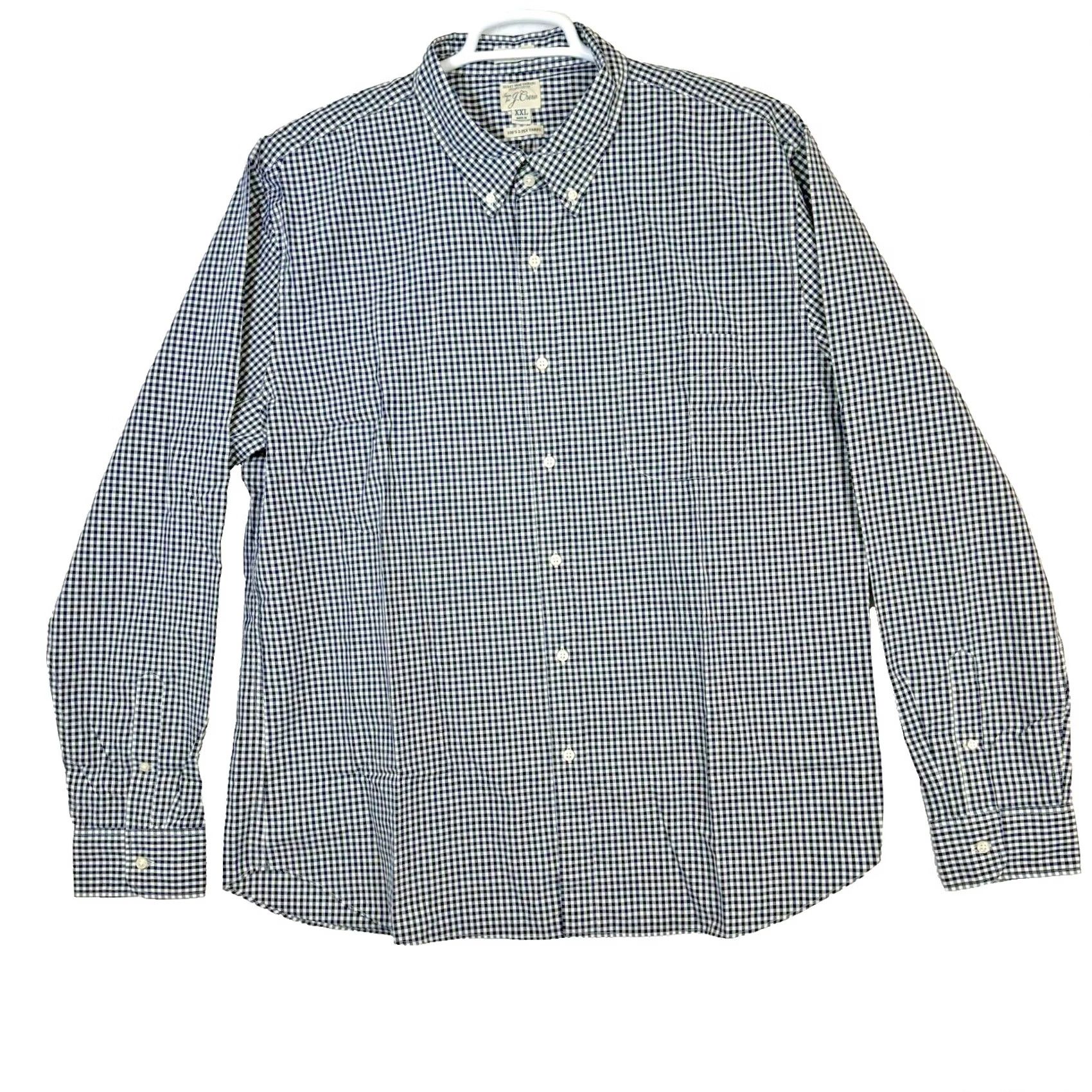 J.Crew J.CREW Button-Down Shirt 2XL Slim Fit White Black Check 100s 2-Ply Cotton, White and Black Check, Mens Size US XXL / EU 58 / 5 - 2 Thumbnail