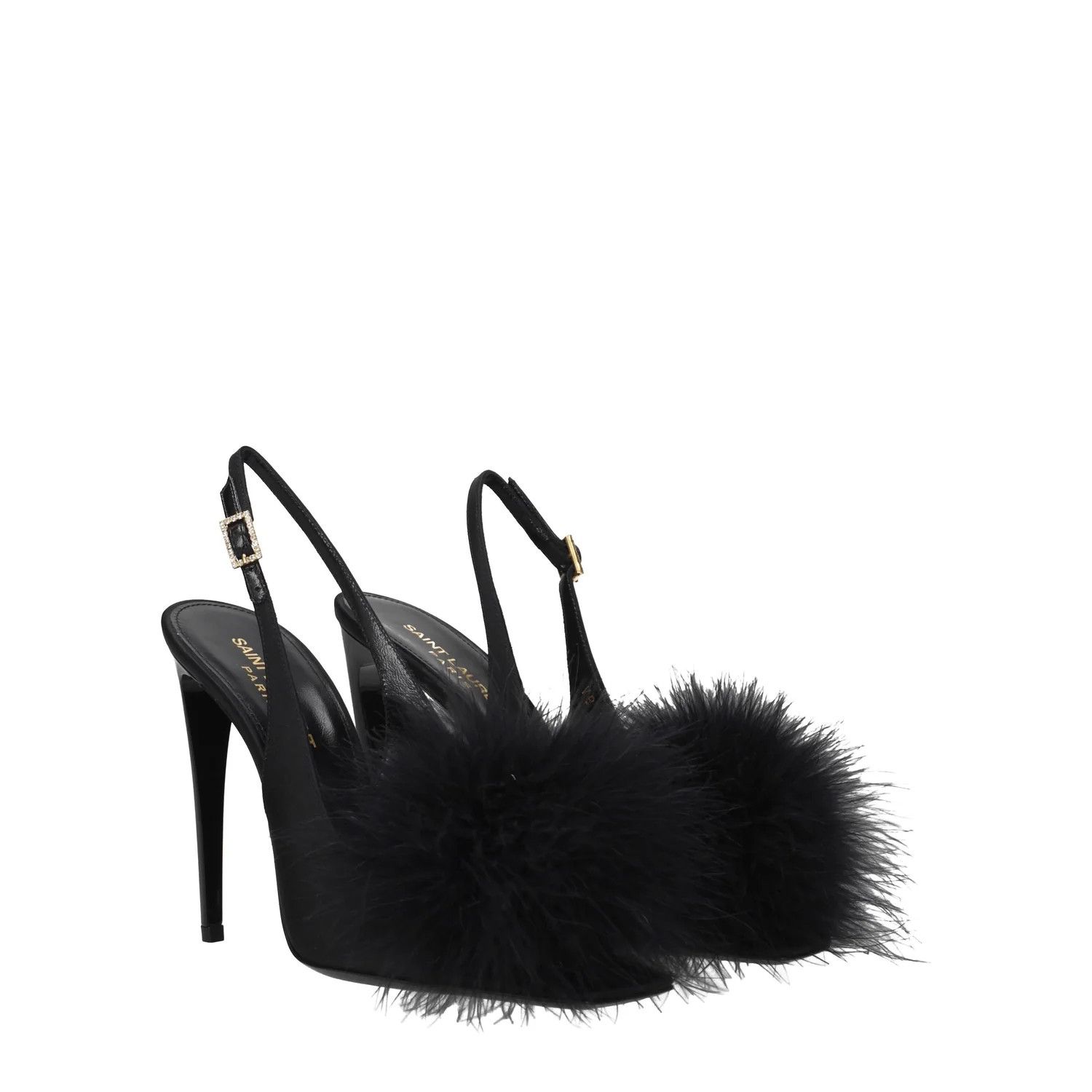Saint Laurent Paris ob1o1e1124 Satin Sandals in Black Size US 8 / IT 38 - 2 Thumbnail