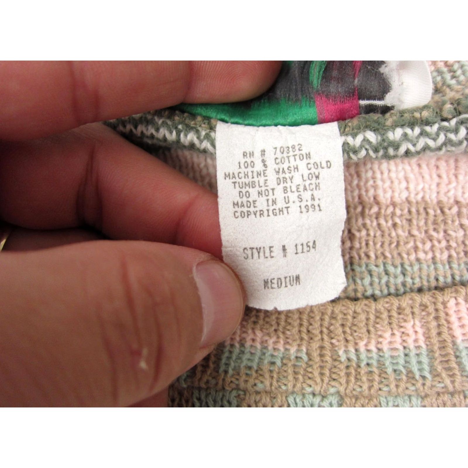 Vintage VINTAGE Christopher & Banks Sweater Womens Medium Green Pink Fair Isle Diamond 80s USA Size M / US 6-8 / IT 42-44 - 6 Thumbnail