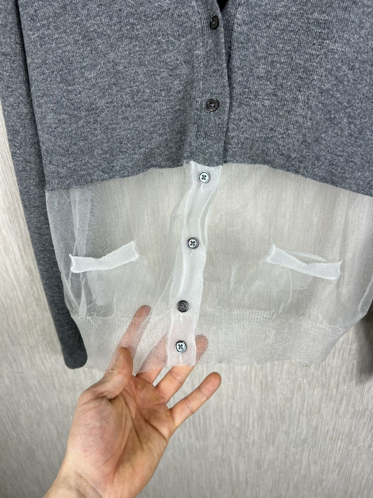 Marc Jacobs Marc Jacobs wool cashmere knit transparent cardigan sweater Size L / US 10 / IT 46 - 10 Thumbnail