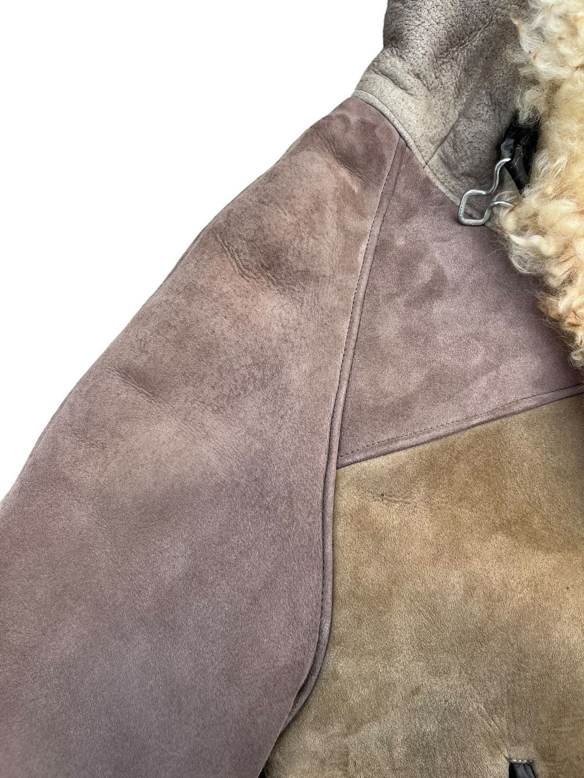 Vintage RARE! VTG Sheepskin Shearling Patina Leather Hoodie Jacket Size US S / EU 44-46 / 1 - 8 Thumbnail