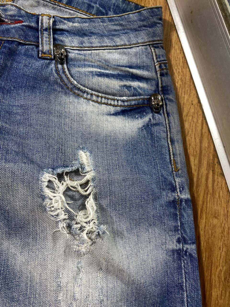 Philipp Plein Philipp Plein Skull Logo Denim Shorts Size US 26 / EU 42 - 5 Thumbnail