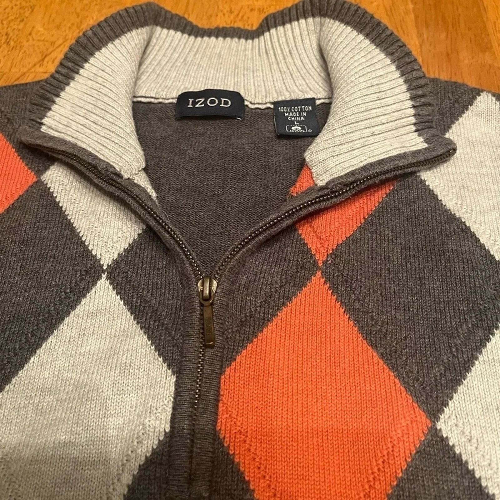 Izod IZOD argyle 100% cotton sweater, size Large. Size US L / EU 52-54 / 3 - 3 Thumbnail