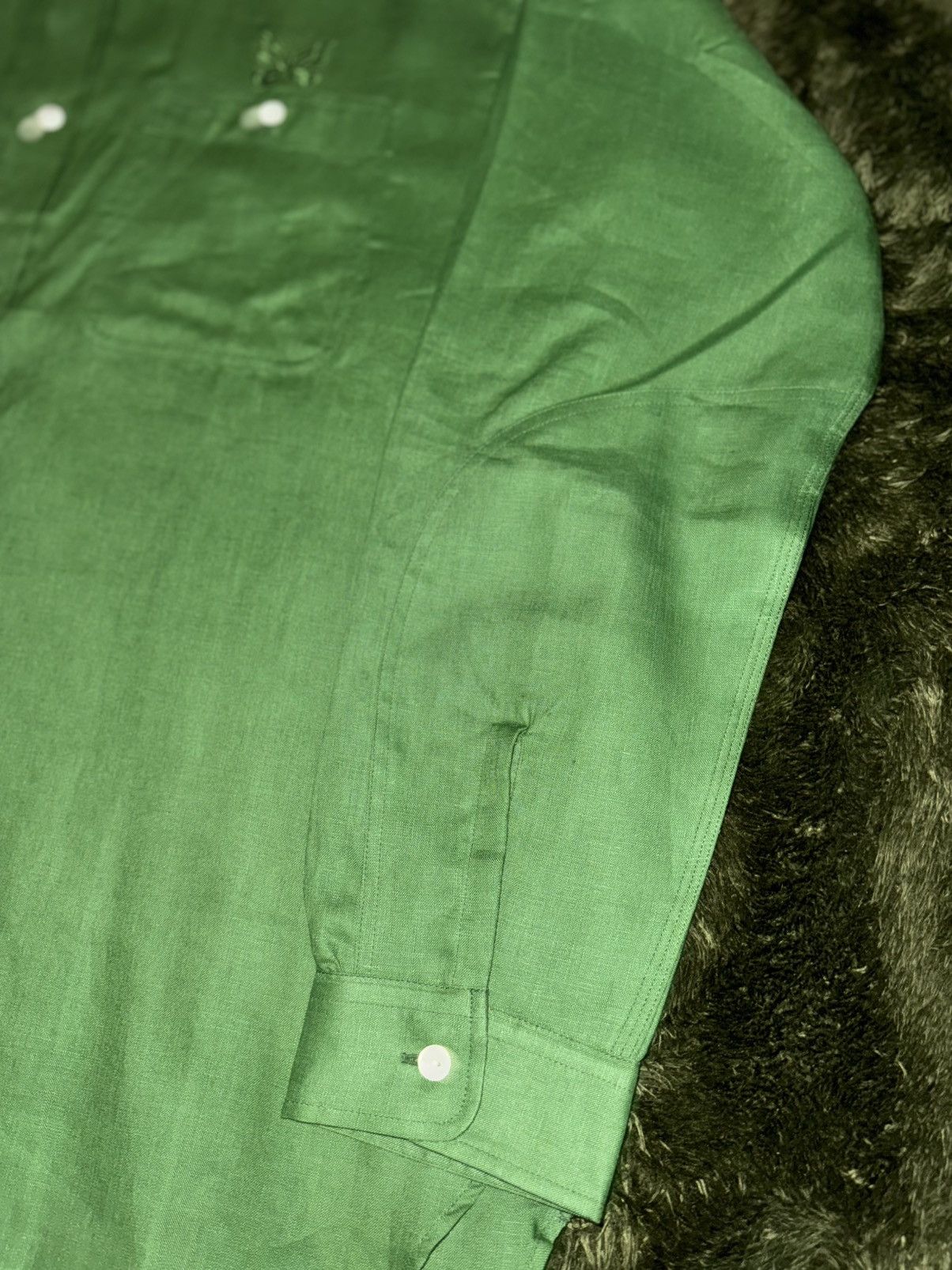 Needles [XL] NEEDLES JAPAN linen cotton blended work shirts green Size US XL / EU 56 / 4 - 5 Thumbnail