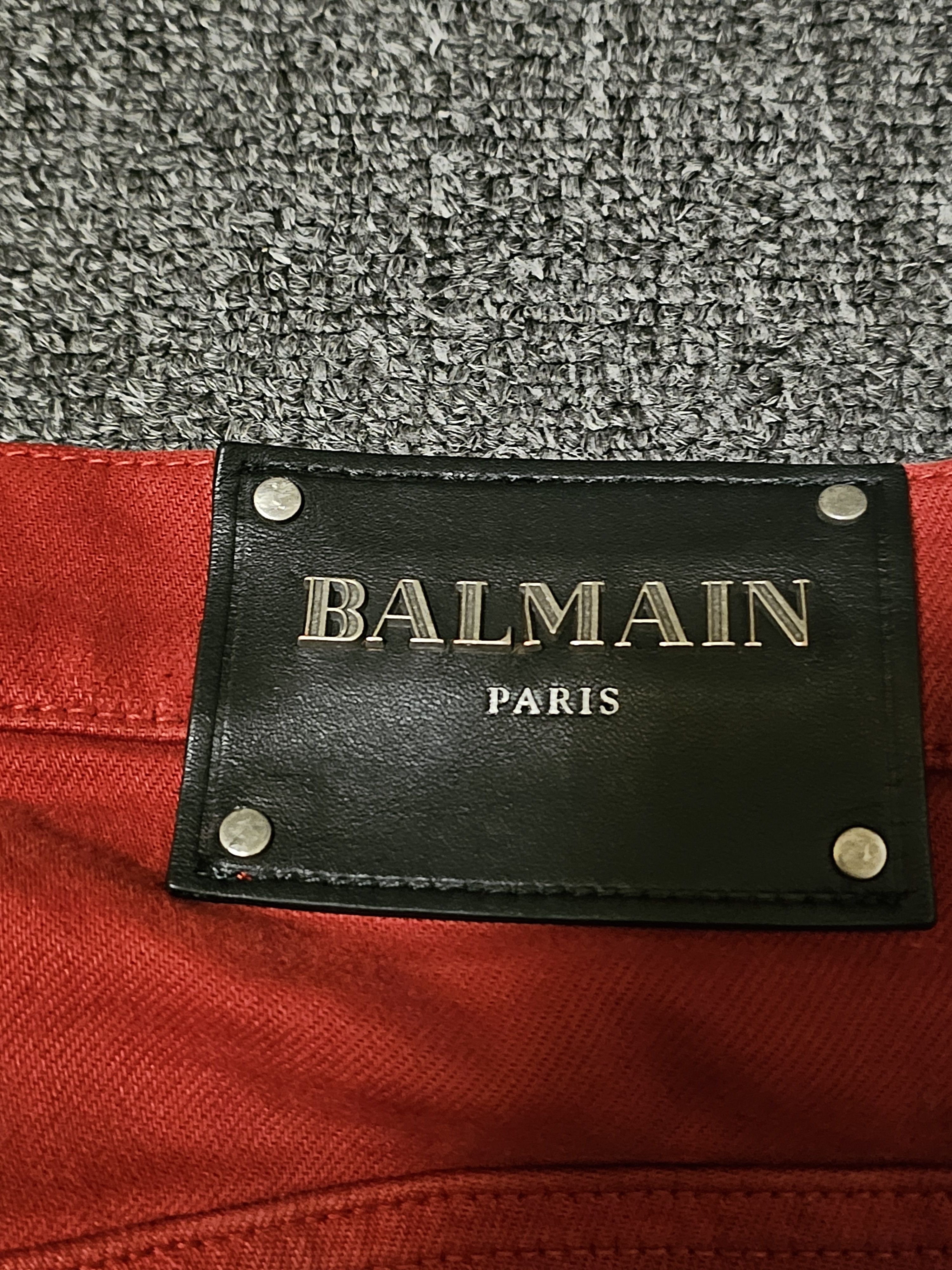 Balmain Blamin men's red biker ripped jeans size 33 Size US 33 - 4 Thumbnail