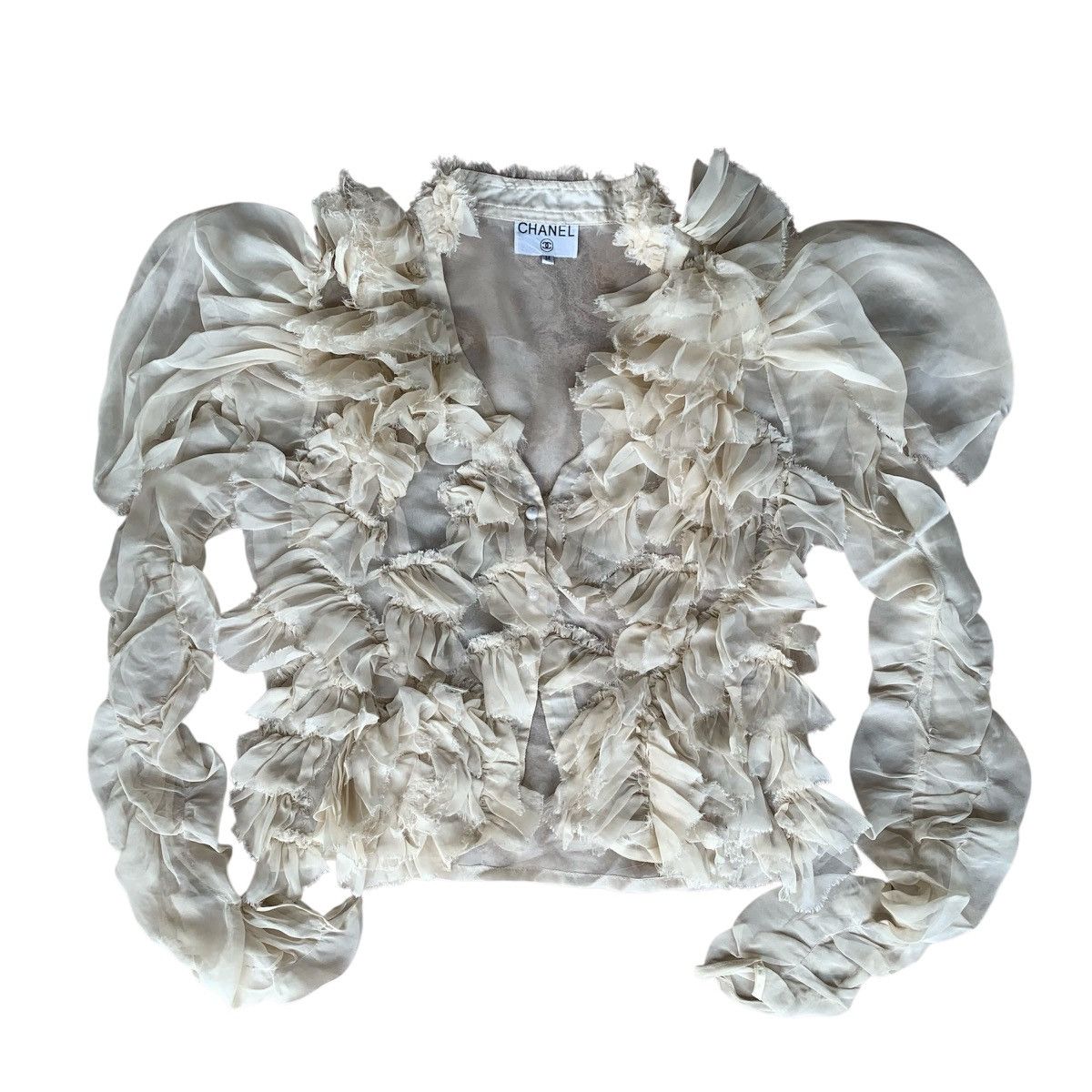 Chanel Vtg 90s Chanel Ruffles Blouse Top Button 3 Size M / US 6-8 / IT 42-44 - 2 Thumbnail