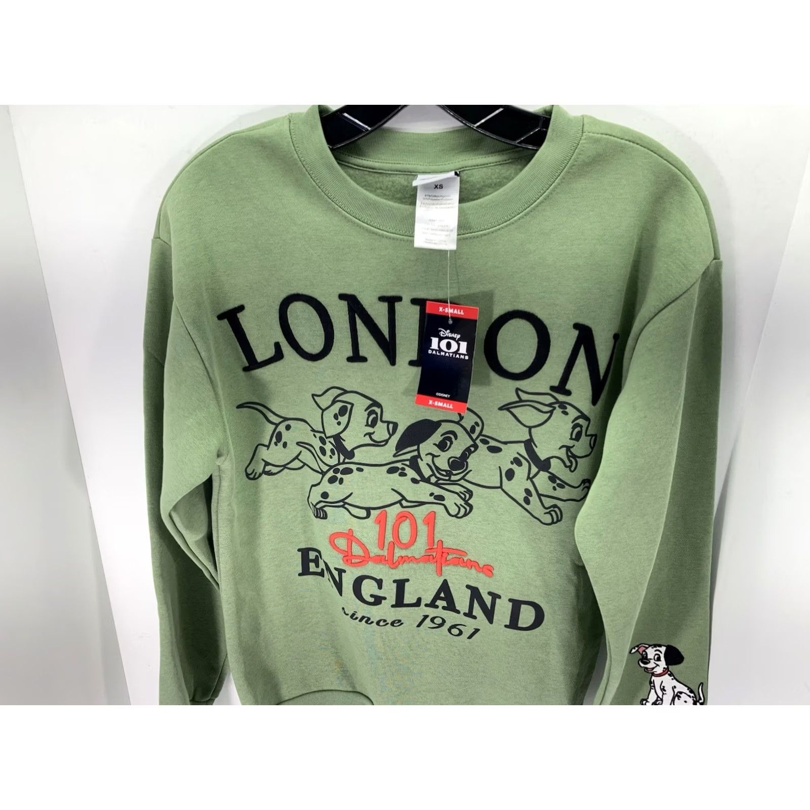 Disney Disney 101 Dalmatians Sweatshirt Women XS Green London England Pullover NWT Shirt Size XS / US 0-2 / IT 36-38 - 2 Thumbnail