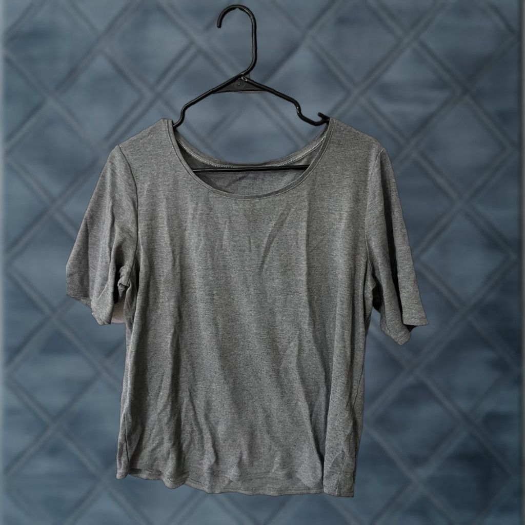 Croft & Barrow CROFT & BARROW Classic Gray Cotton T-Shirt Casual Womens Size L Short Sleeve Size L / US 10 / IT 46 - 1 Thumbnail