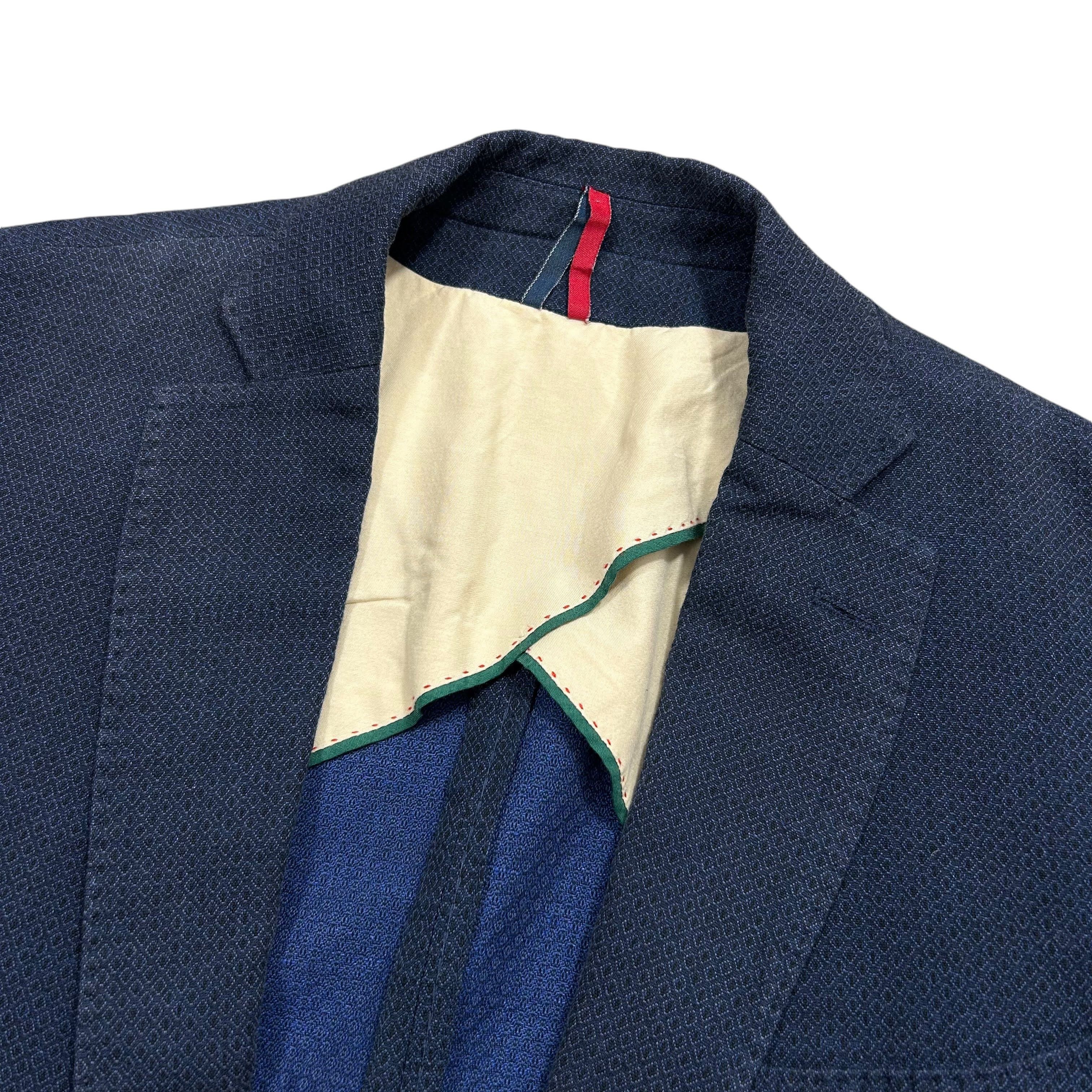 El Ganso El Ganso Cotton Linen Patterned Blue Sport Coat Blazer 48 Size US M / EU 48-50 / 2 - 4 Thumbnail