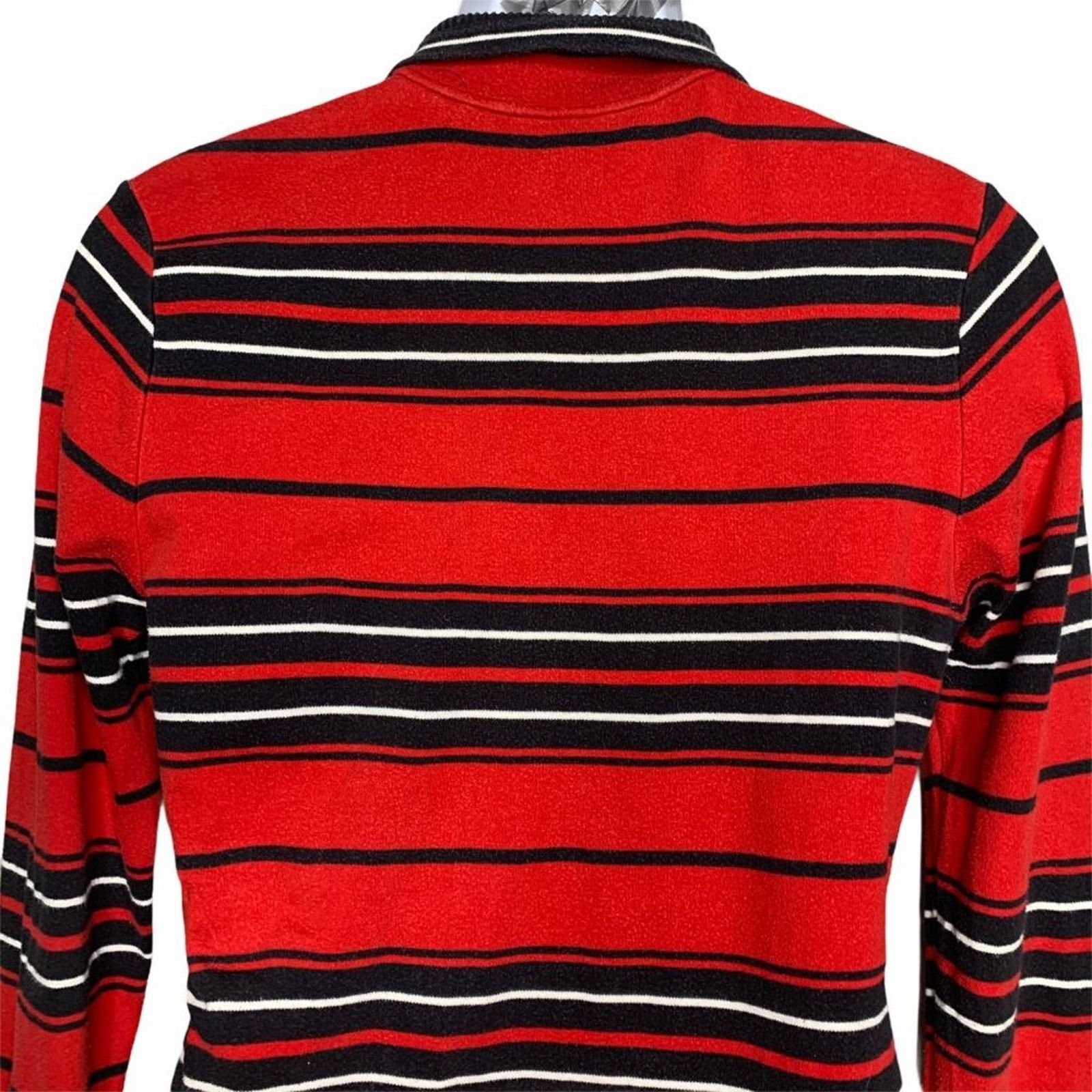 Tommy Hilfiger Tommy Hilfiger Red Black Stripe Black Rib Collar 1/4 Zip XL Size US XL / EU 56 / 4 - 6 Thumbnail