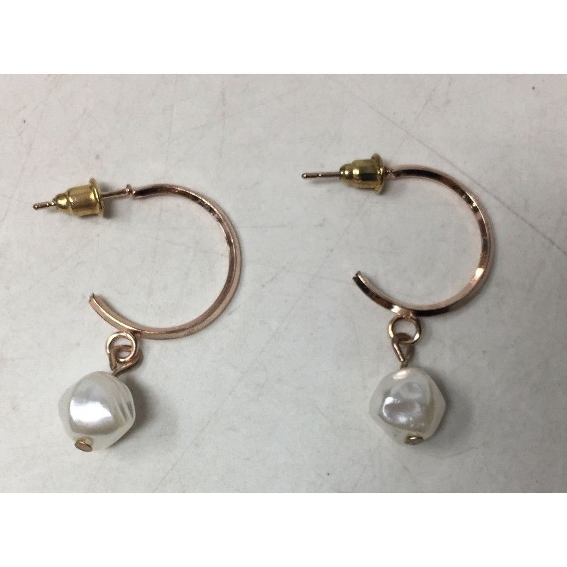 Other Women's Rose Gold Hoop Earrings with Faux White Pearl Size ONE SIZE - 5 Thumbnail