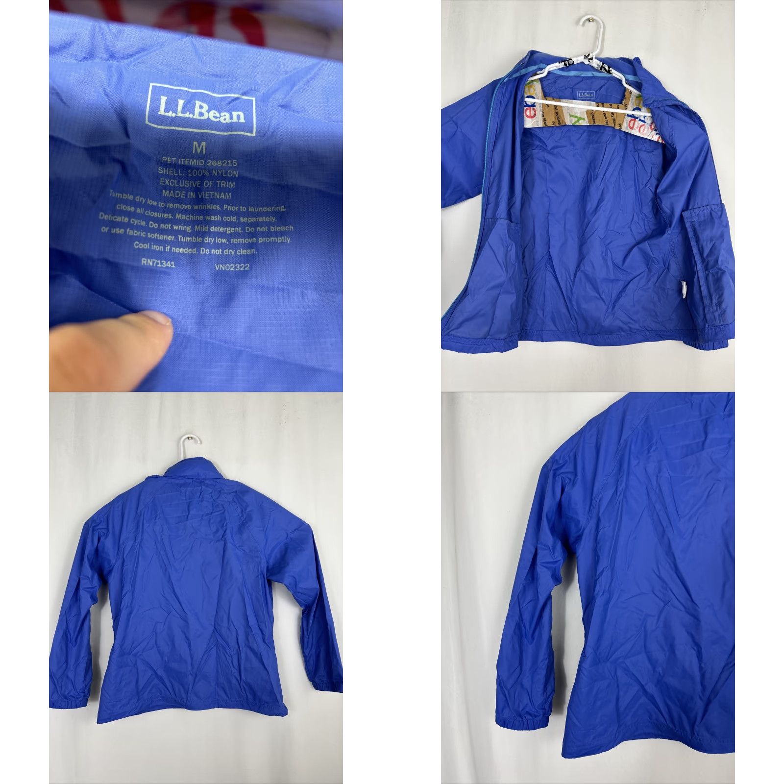 Vintage LL Bean Windbreaker Womens Medium Blue Lightweight Full Zip Nylon Zipaway Hood Size M / US 6-8 / IT 42-44 - 8 Thumbnail