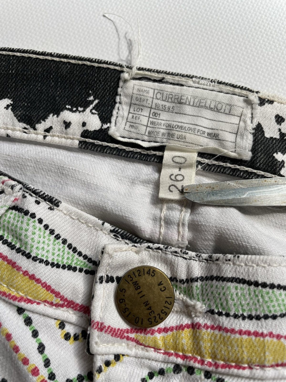 Current/Elliot Current Elliott white abstract multicoloured skinny jeans Size 26" / US 2 / IT 38 - 4 Thumbnail