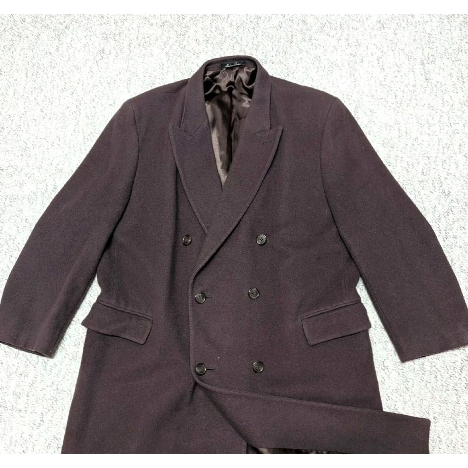 Doublet VINTAGE overcoat Britain made double breasted 46 purple wine wool XL Men England coat Size US XL / EU 56 / 4 - 2 Thumbnail
