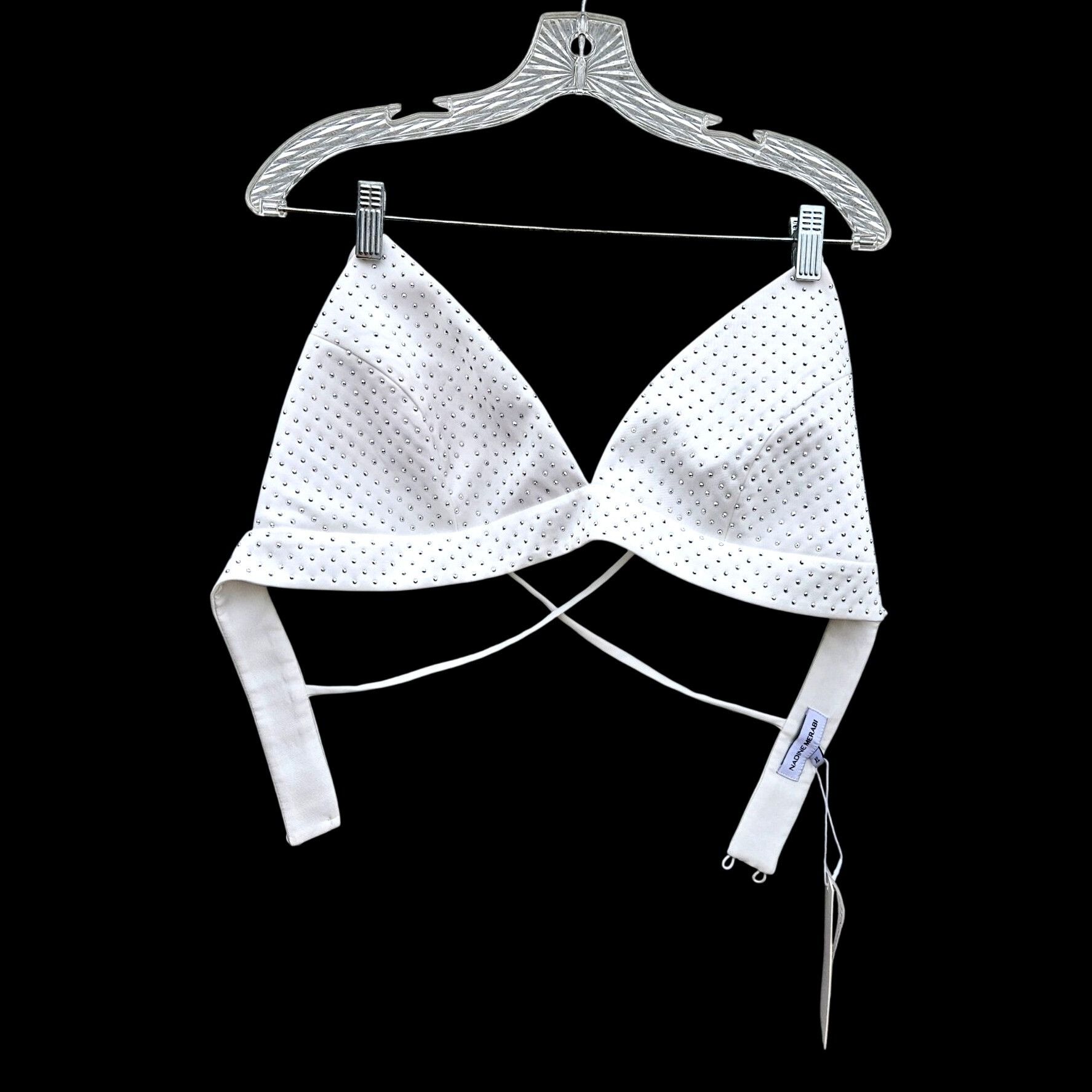 Other Nadine Merabi White Rhinestone Kira Two-Piece Set Top L Pant Size 36" / US 14 / IT 50 - 8 Thumbnail