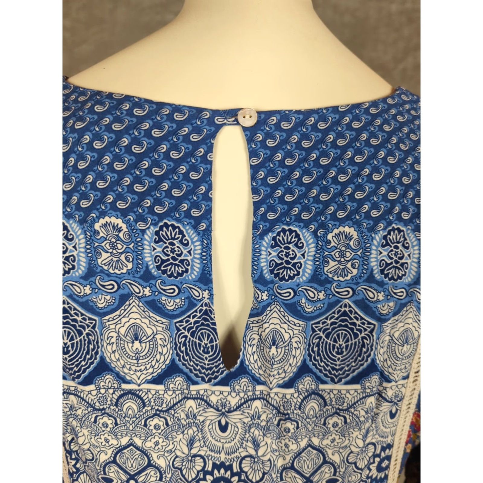 Vintage VINTAGE Sundance Bohemian Printed Shift Mini Dress Womens M Blue cottagecore festival Size M / US 6-8 / IT 42-44 - 5 Thumbnail