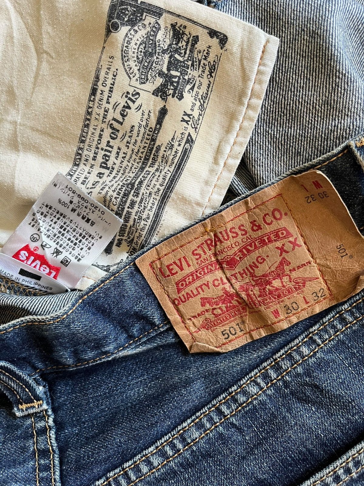 Levi's × Levi's Vintage Clothing SALES🔥Vintage 90s Levis 501 Mud Wash Distressed Loose Jeans Size US 31 - 9 Thumbnail