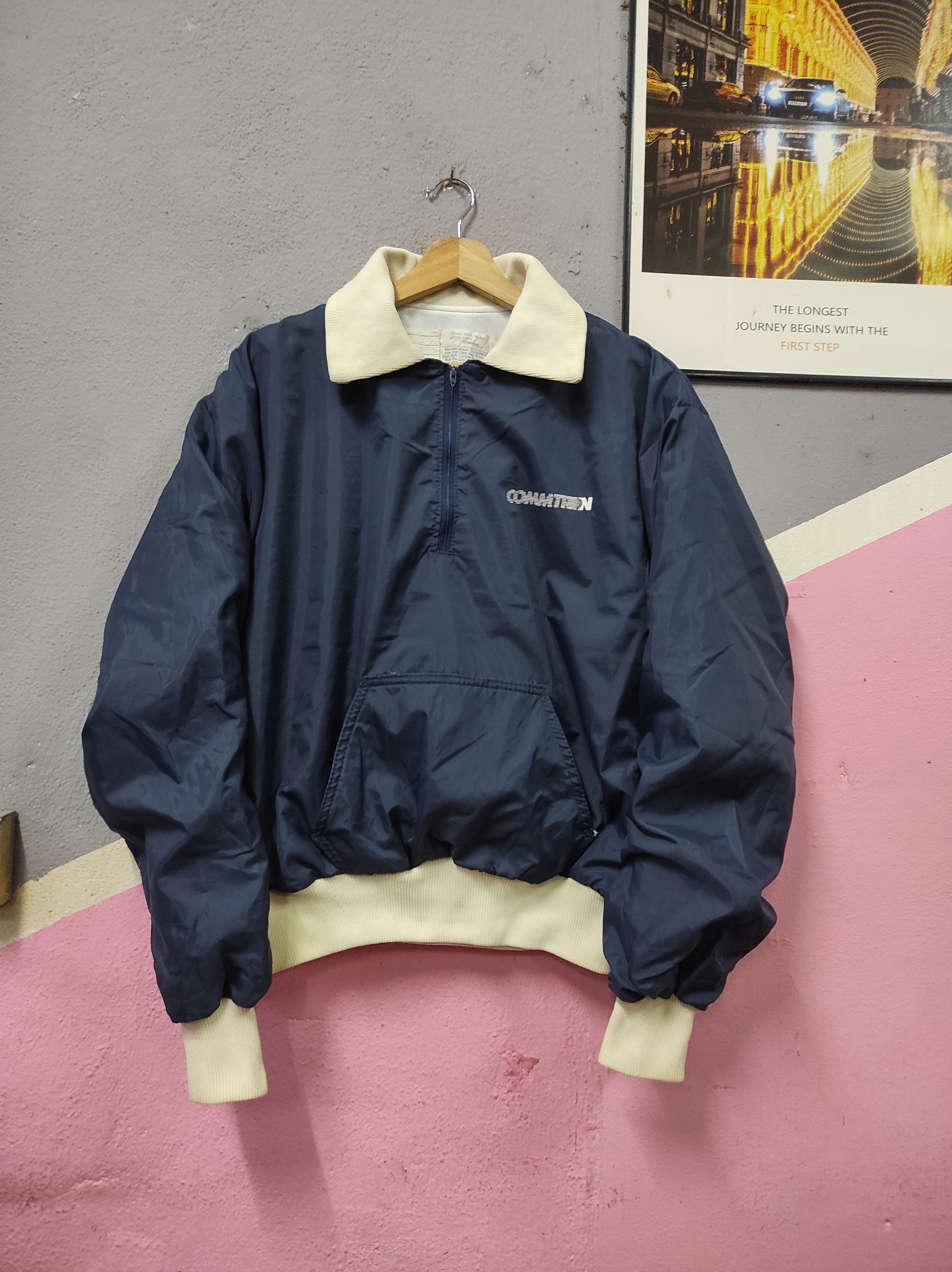 DELONG SPORTWEAR VTG 90'S ANORAK HALF ZIPPER BOMBER JACKET