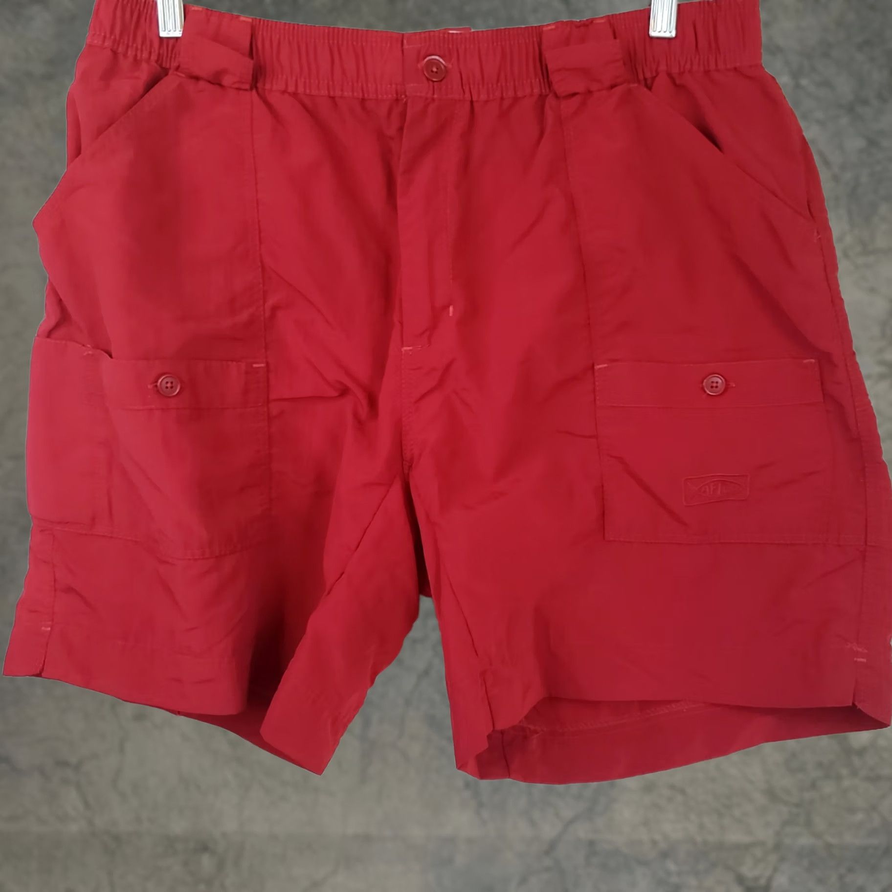 Vintage AFTCO Men’s Cargo Shorts Red 38x8 Casual Flat Front Stretch Waist Nylon UV Quick Dry Pockets Embroidered Logo Size US 38 / EU 54 - 1 Thumbnail