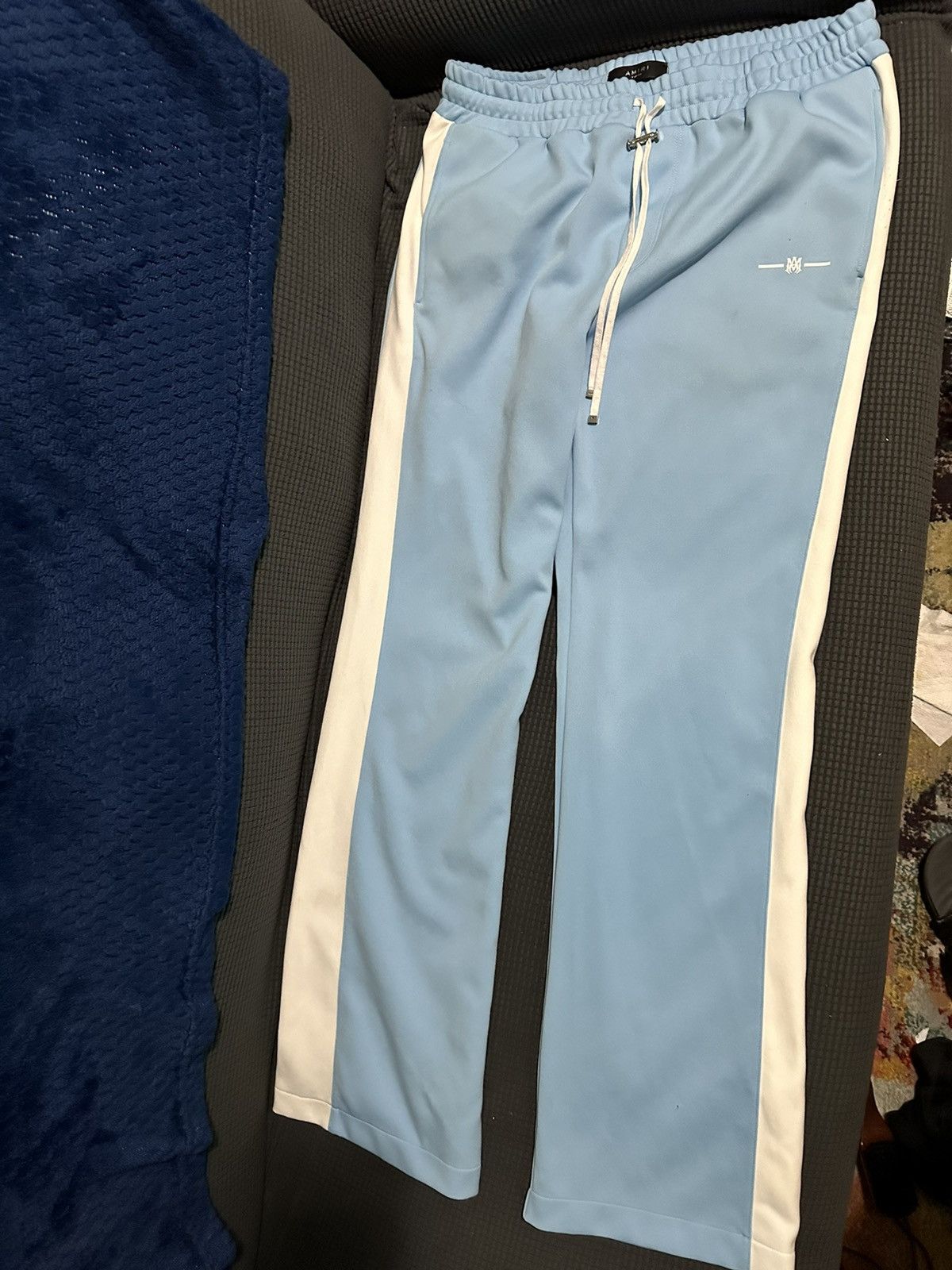 image of Amiri Always On Point Track Pants in Blue, Men's (Size 38)