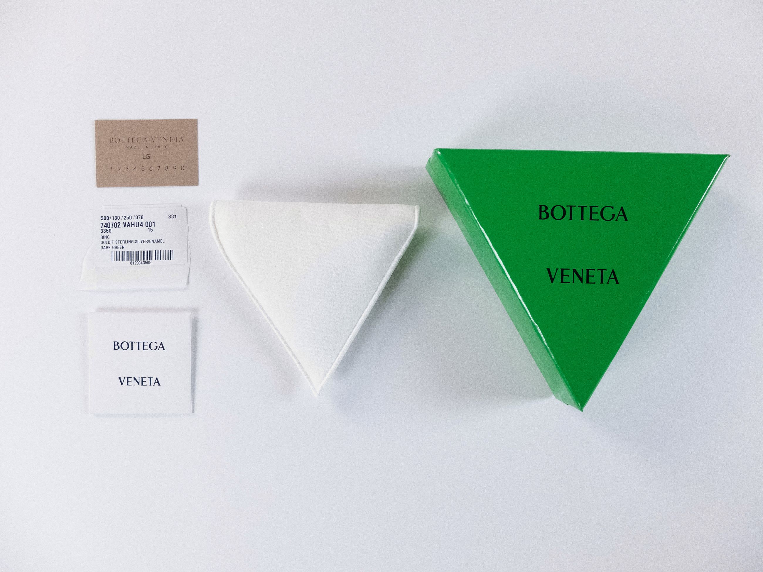 Bottega Veneta BOTTEGA VENETA Spine dark green sculptural silver ring 7 15 Size ONE SIZE - 10 Thumbnail