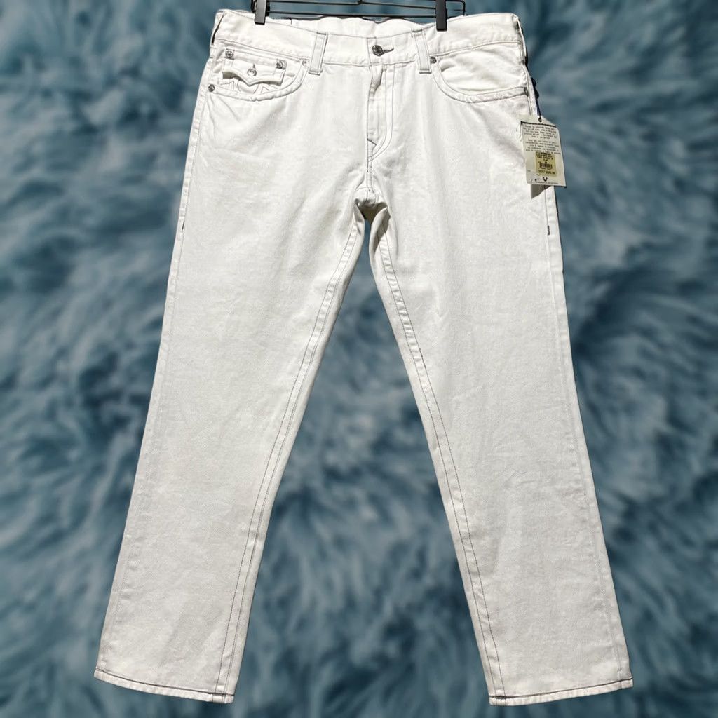True Religion True Religion Jeans Women's Straight 40X31 White Gray Stitch Flap NEW 90s Logo USA Size 26" / US 2 / IT 38 - 1 Thumbnail