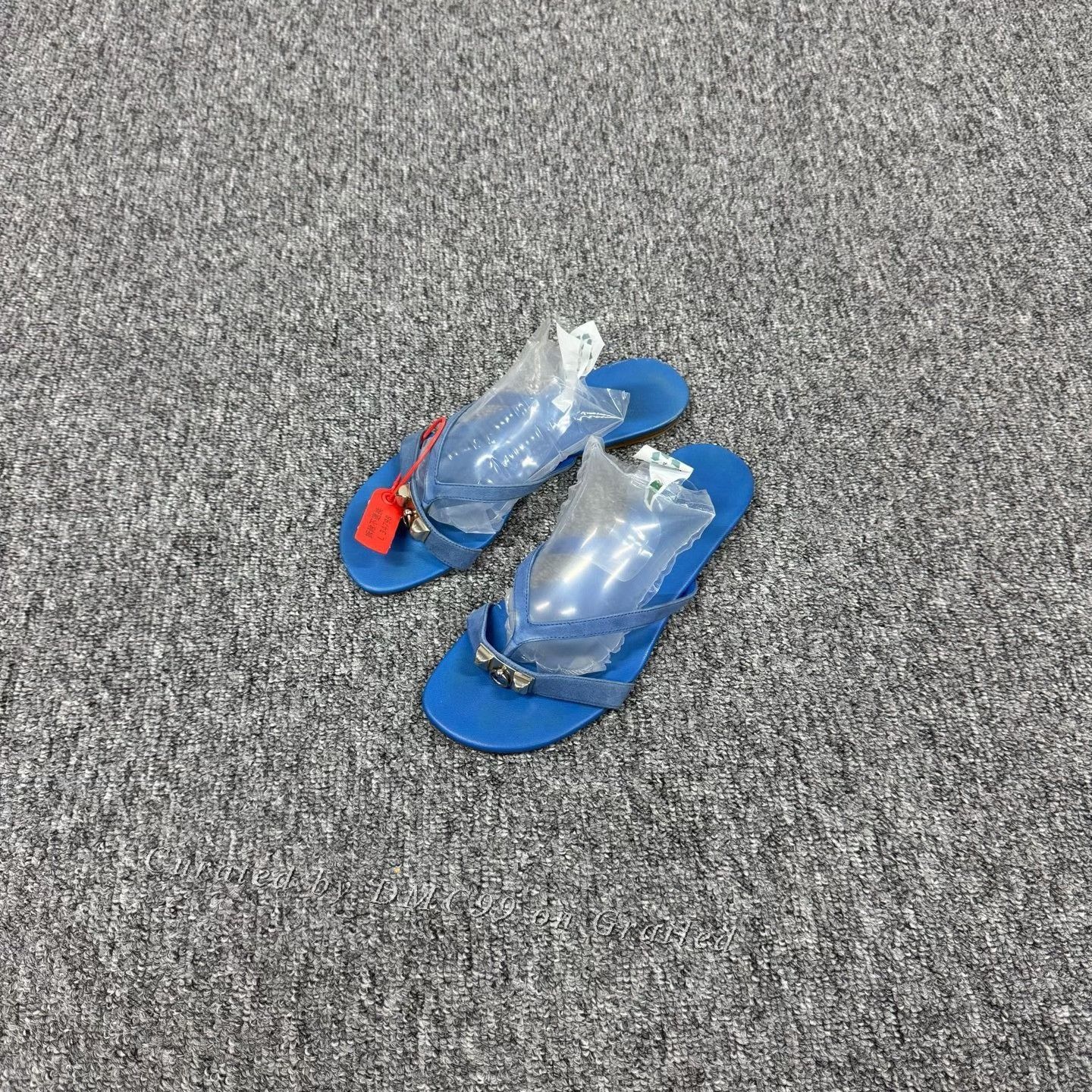 Hermes Hermes Blue Lock Rivet Slippers Size US 6 / IT 36 - 1 Thumbnail