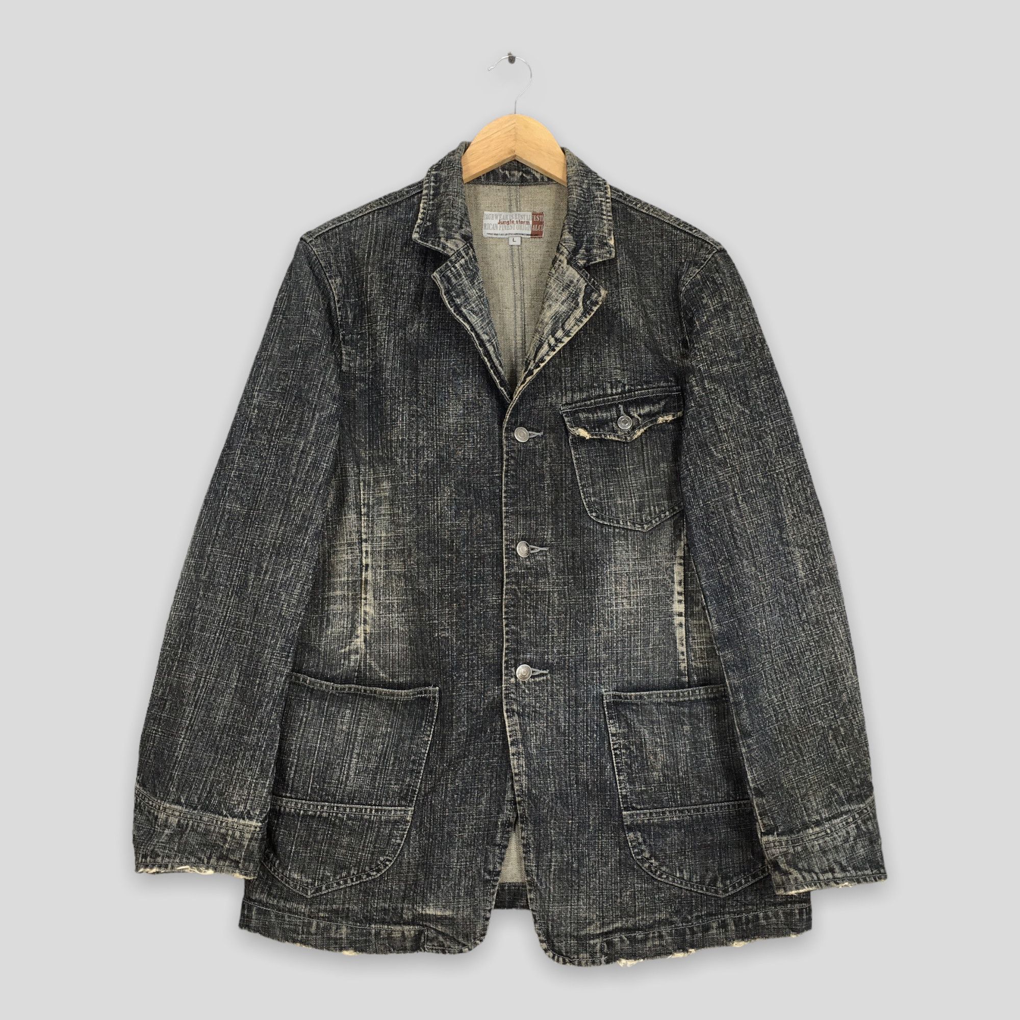 Vintage Vintage 90's Jungle Storm Jeans Workwear Labour Jacket L Size US L / EU 52-54 / 3 - 1 Thumbnail