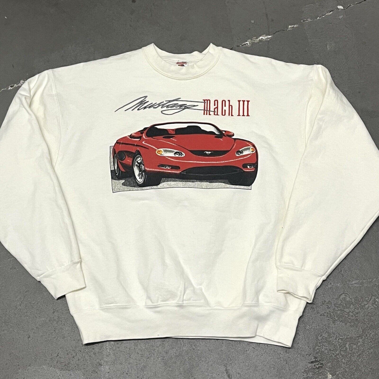Fruit Of The Loom × Vintage VTG 1990’s FOTL Mach III Mustang Graphic Crewneck Sweater XL Size US XL / EU 56 / 4 - 2 Thumbnail