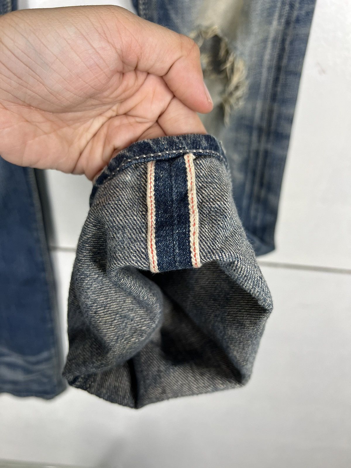 GOSTAR DE FUGA 🔥 GOSTAR DE FUGA DISTRESS DYED BROKEN DENIM JEANS SLIM FIT Size US 30 / EU 46 - 12 Thumbnail