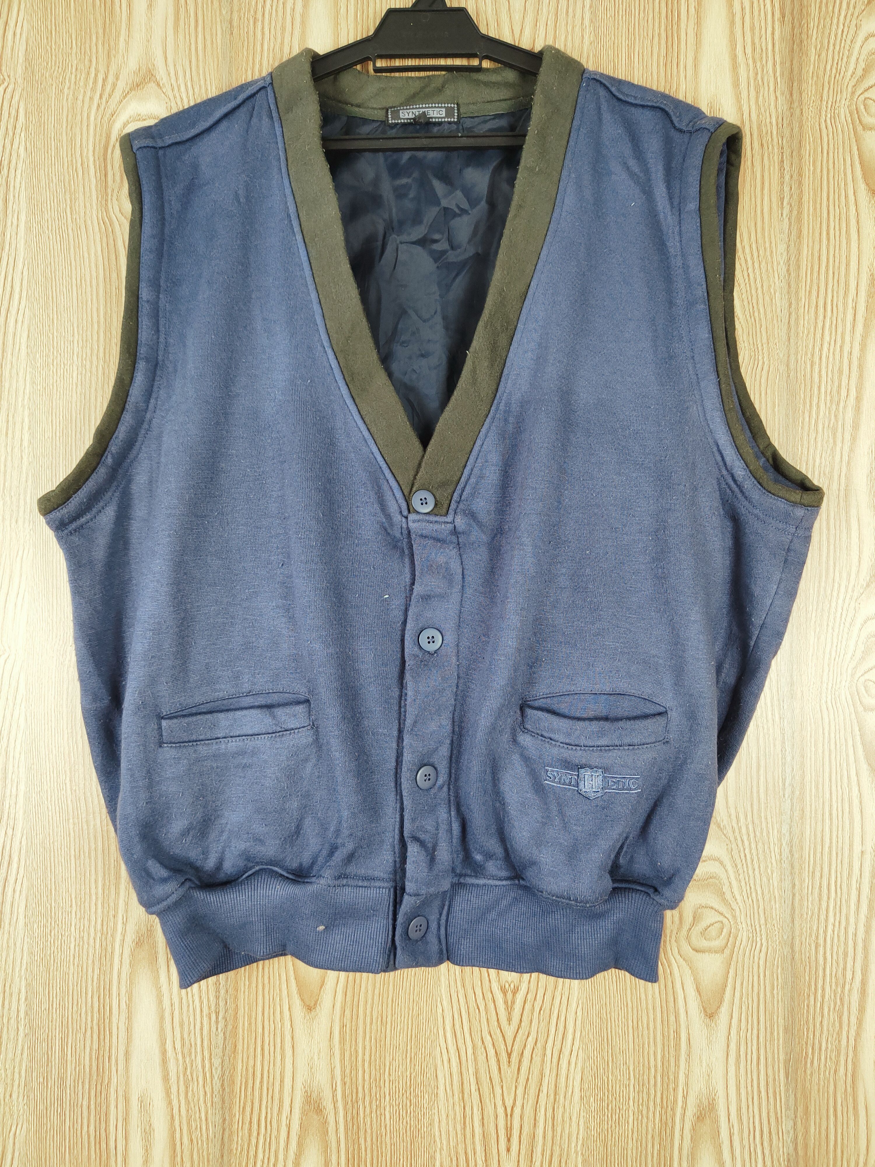 Japanese Brand × Vintage Vintage Faded Synthetic Navy Vests Size US L / EU 52-54 / 3 - 1 Thumbnail