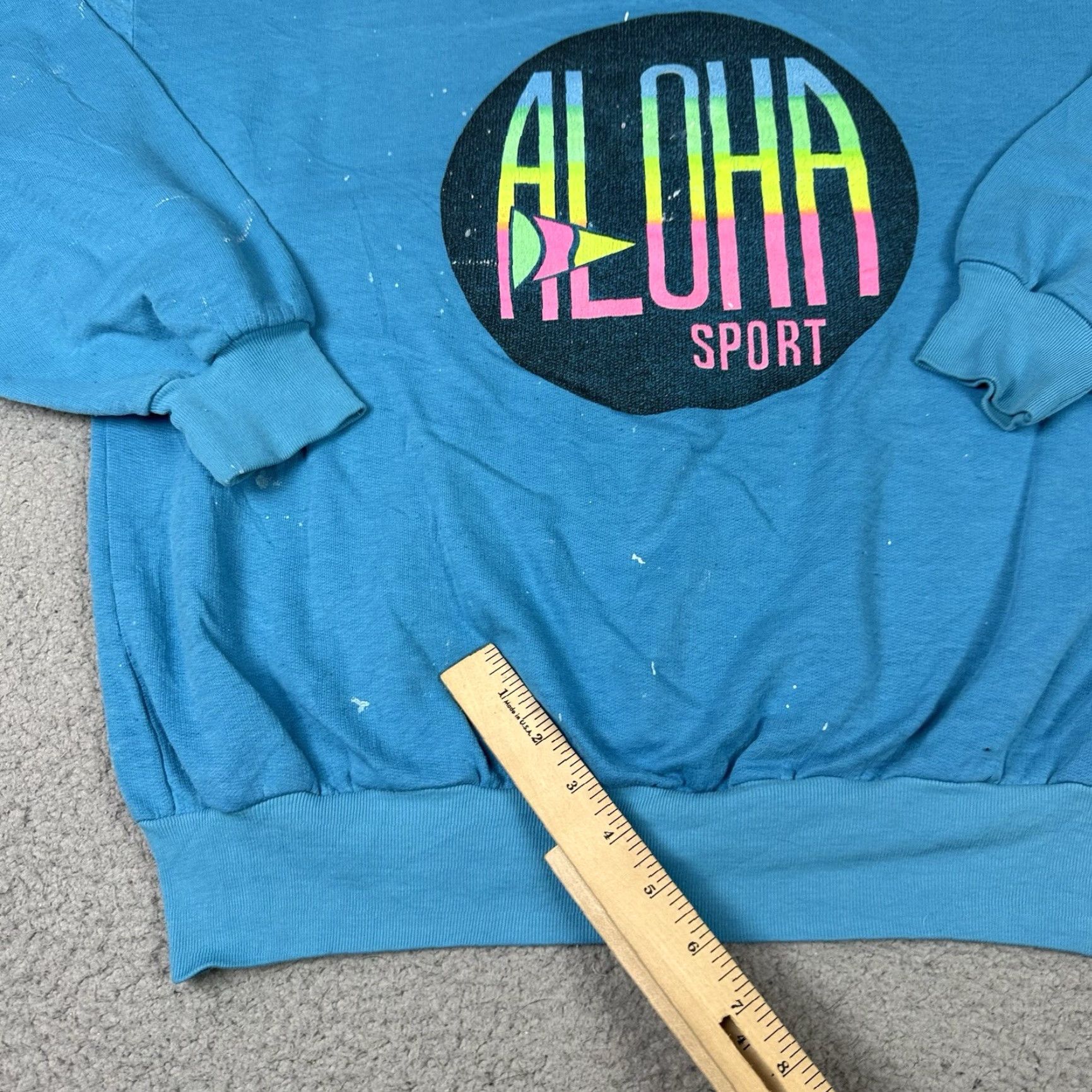 Vintage VINTAGE Aloha Sport Sweatshirt Adult Medium Blue Neon Hawaii 90s Distressed Rare Size US M / EU 48-50 / 2 - 6 Thumbnail