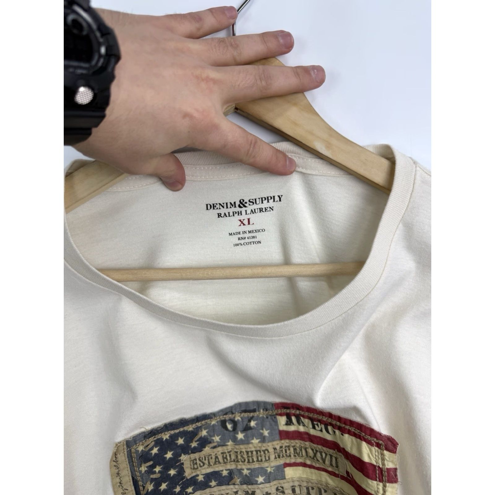 Ralph Lauren VINTAGE Ralph Lauren USA Flag Denim Supply T-Shirt XL Mens Beige Size US XL / EU 56 / 4 - 5 Thumbnail
