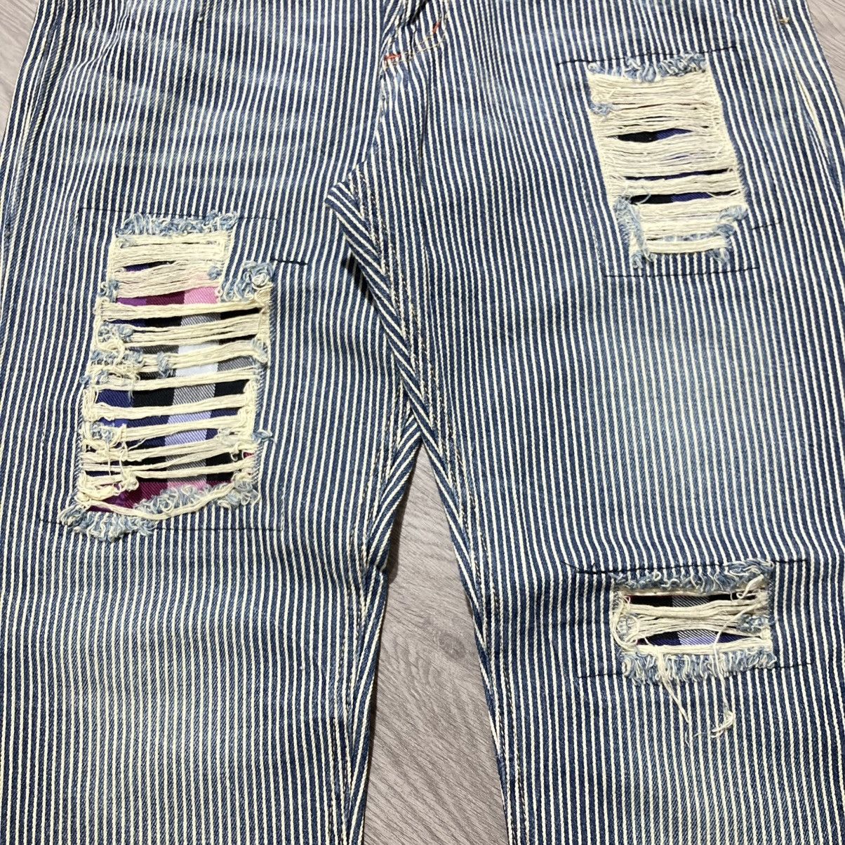 Japanese Brand 2000s Japanese Brand Double Waist Ripped Striped Pants Size US 29 - 5 Thumbnail
