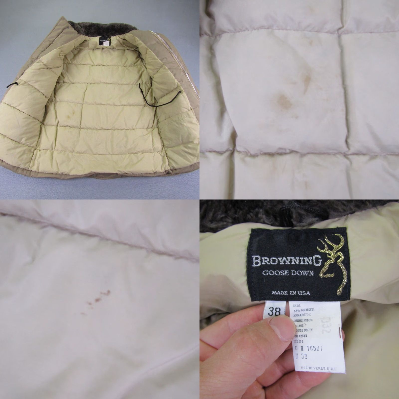 Vintage VINTAGE Browning Jacket Mens 38 Beige Tan Goose Down Faux Fur Trim Parka Coat Jacket Size US XXS / EU 40 - 9 Thumbnail